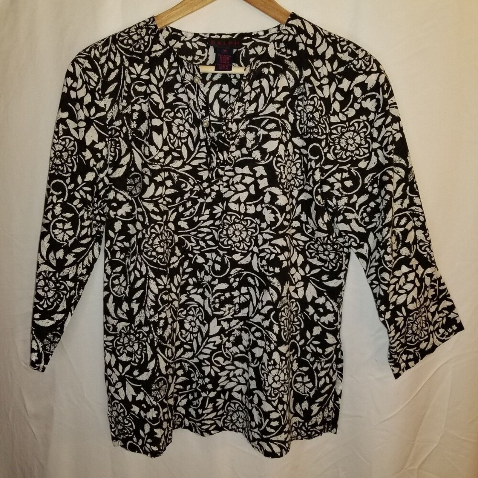 Ralph Lauren Ralph Ralph Lauren Black White Floral Pattern blouse M Med Size M / US 6-8 / IT 42-44 - 3 Thumbnail