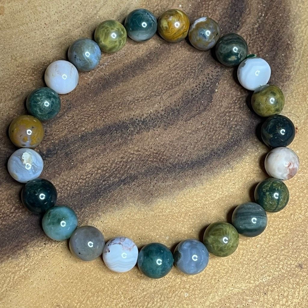 Other Ocean jasper beaded stretch bracelet ONE NEW reiki meditation crystal healing 8mm Size ONE SIZE - 7 Thumbnail