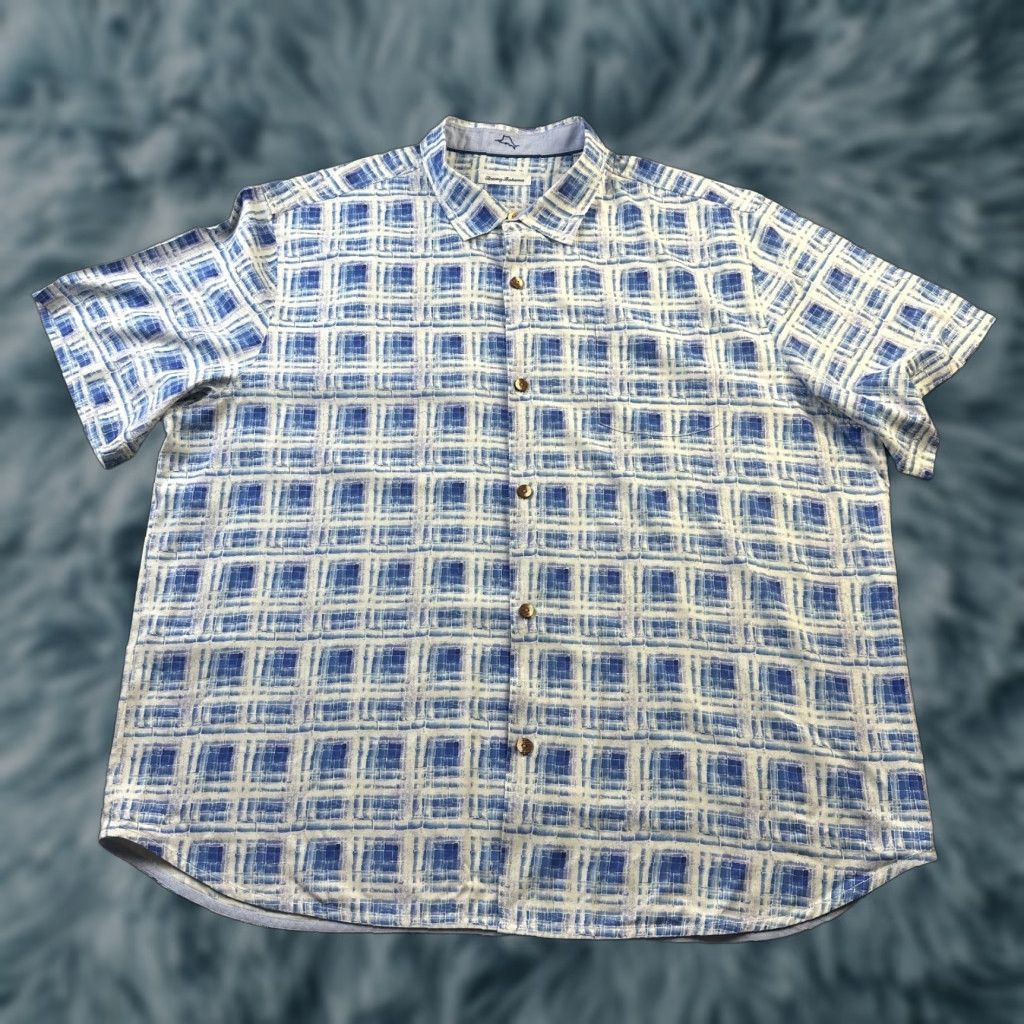Tommy Bahama Tommy Bahama Shirt 3XL Blue Silk Blend Islandzone Short Sleeve Button-Up Geometric Camp Mens Size US XXL / EU 58 / 5 - 1 Thumbnail