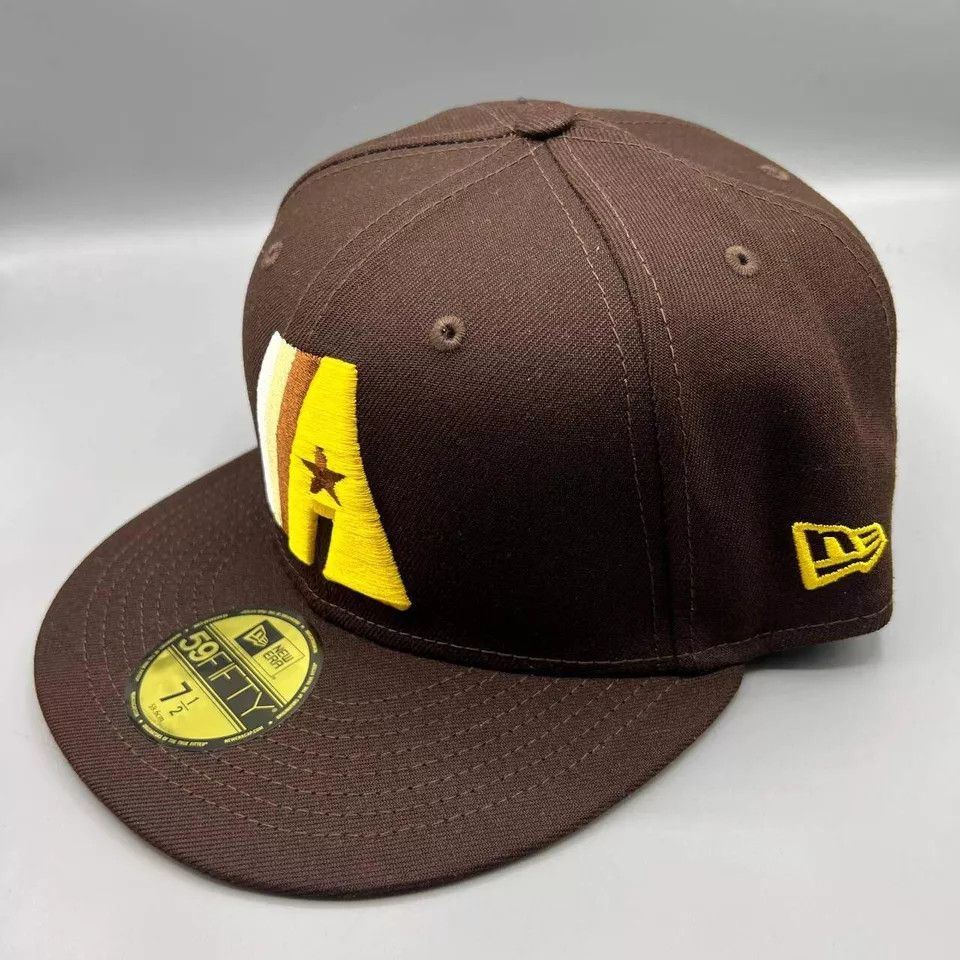 New Era Houston Astros Hat Men 7 1/2 59Fifty New Era MLB Fitted Cap Size ONE SIZE - 4 Thumbnail