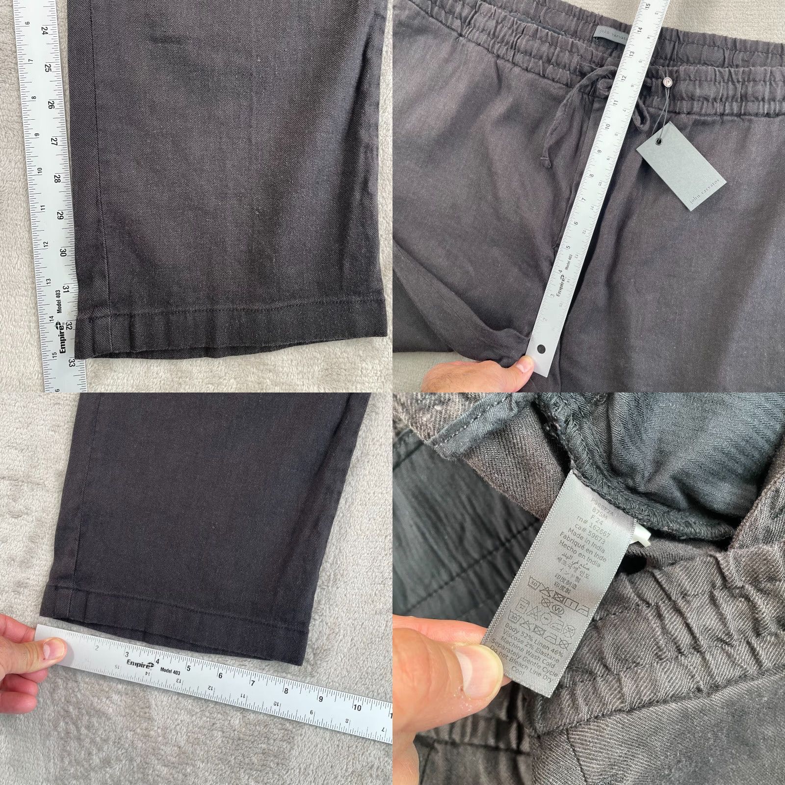 John Varvatos John Varvatos Campos Pants Men 40x33 Black Linen Blend Relaxed Fit NWT 248 Size US 40 / EU 56 - 8 Thumbnail