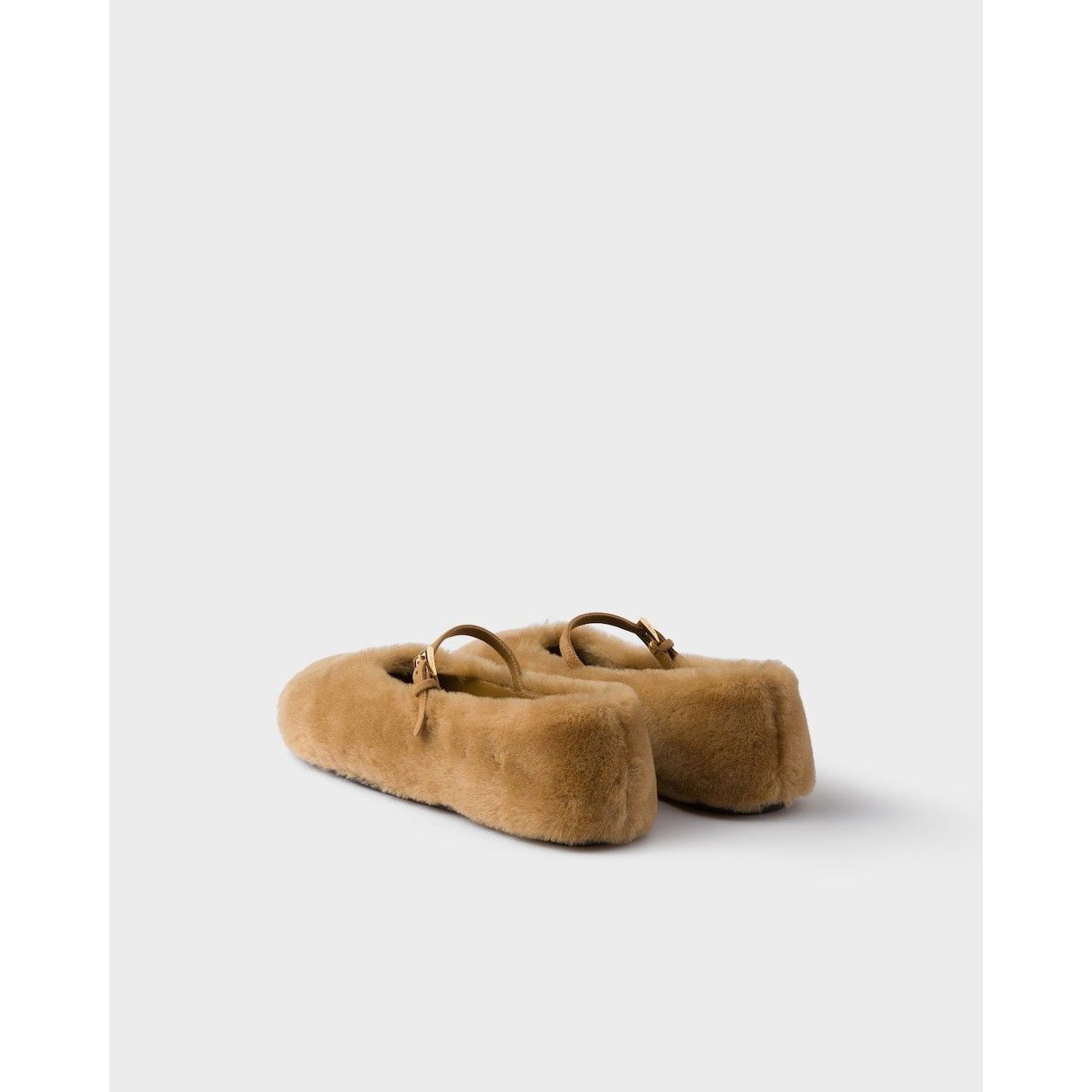 Prada PRADA $1150 Caramel Shearling Ballerinas New & Authentic (Wo Size US 8 / IT 38 - 5 Thumbnail