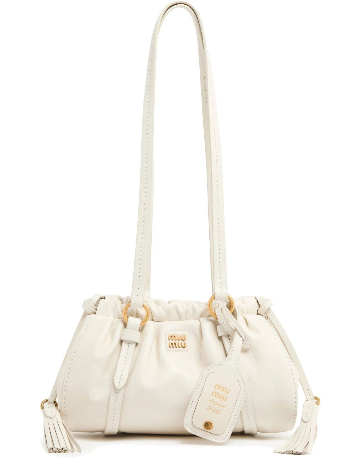 MIU MIU Joie Mini White Nappa Leather Handbag New Auth