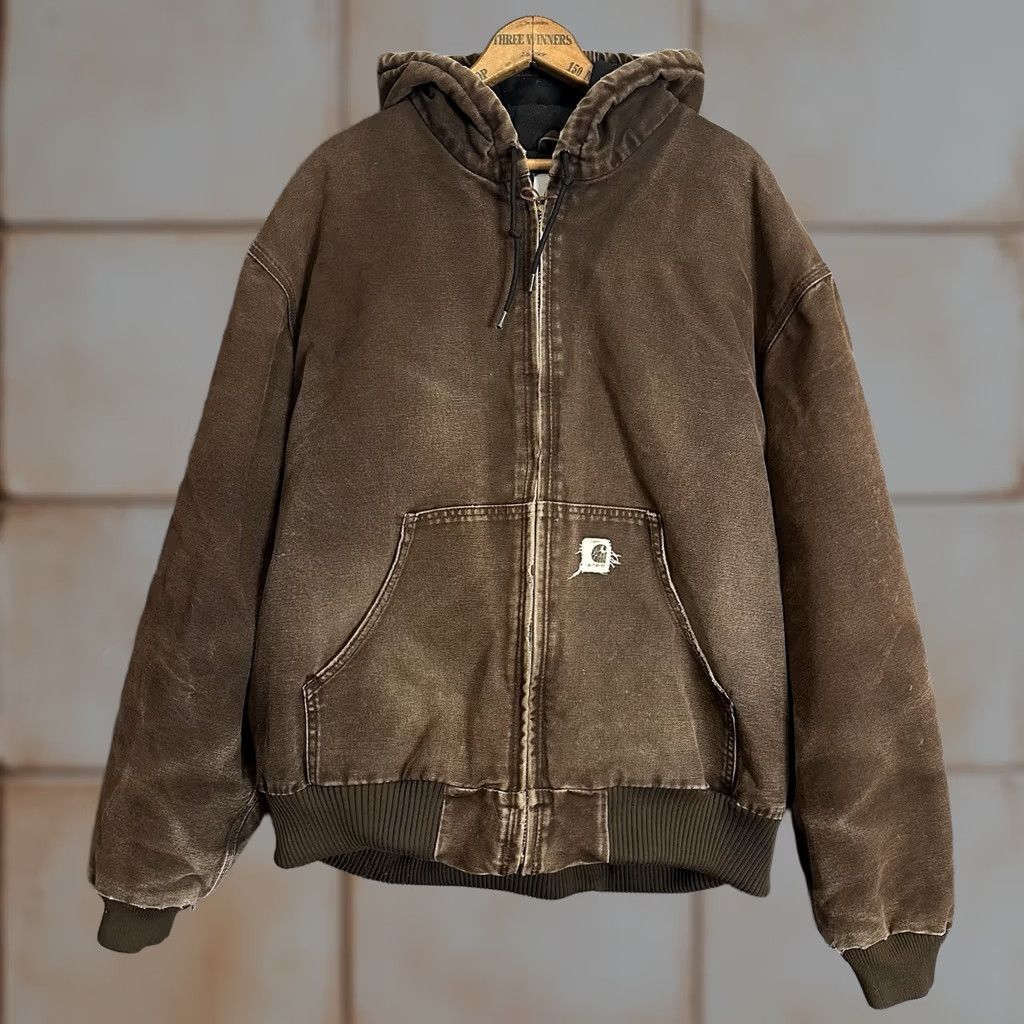 Carhartt VINTAGE Carhartt J130 DKB Quilted Duck Canvas Hooded Jacket Dark Brown Regular 2XL Hooded, Lined, Pockets, Full Zip, Workwear Mens Size US XXL / EU 58 / 5 - 1 Thumbnail