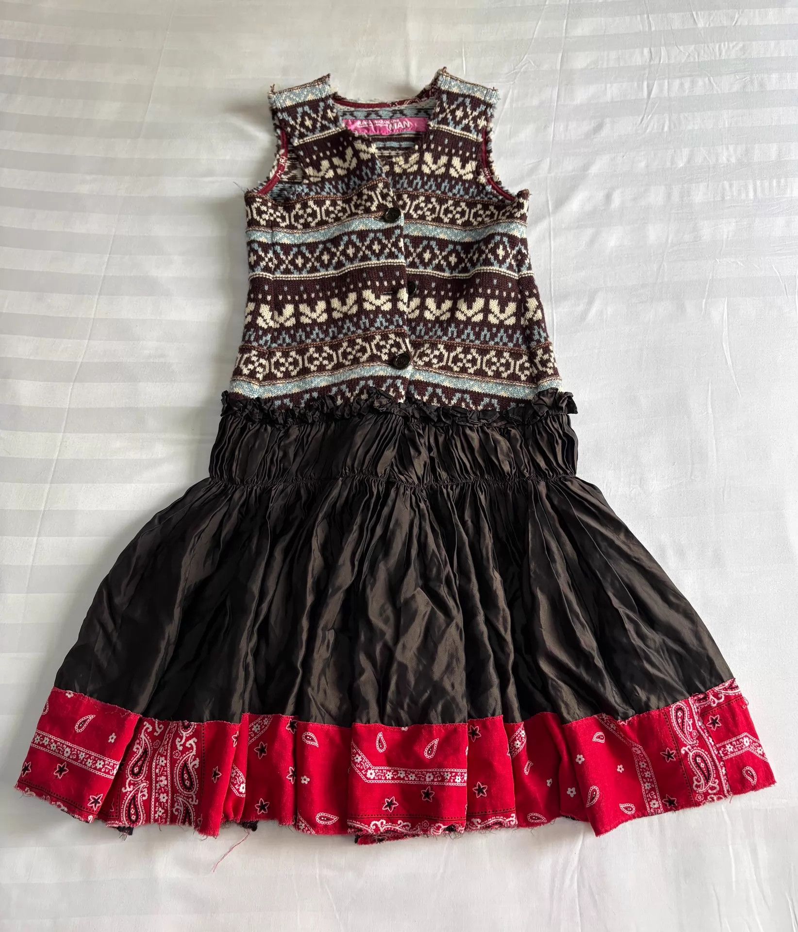 Junya Watanabe Junya Watanabe Vintage Knit Patchwork Pleated Dress M Size M / US 6-8 / IT 42-44 - 1 Thumbnail