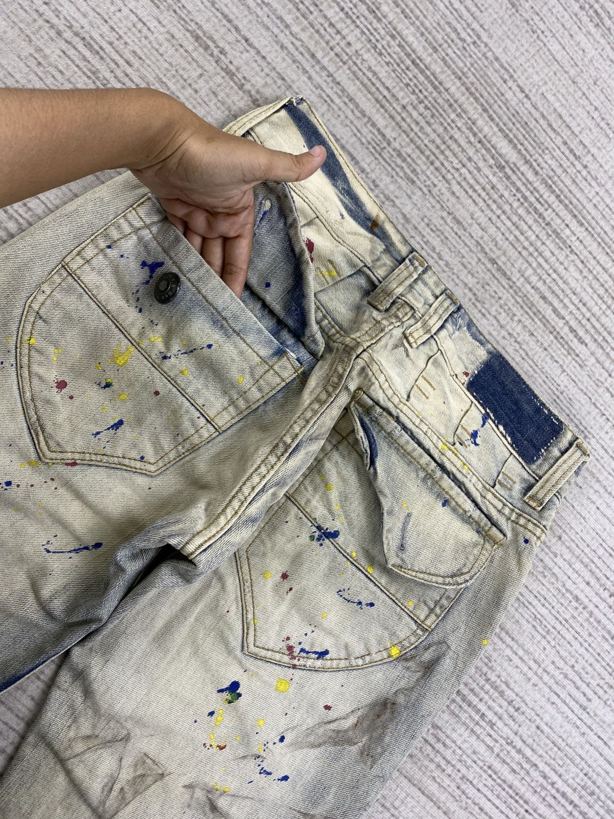 If Six Was Nine 🔥Vtg A Nameless Brand Splatter Paint Distressed Denim Jeans Size US 28 / EU 44 - 11 Thumbnail