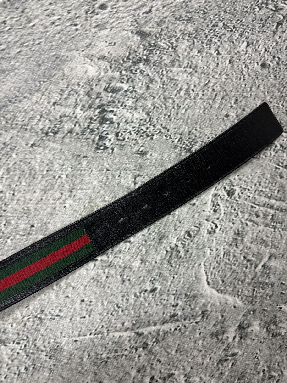 Gucci Gucci belt big buckle double G black silver web green red Size 40 - 4 Thumbnail