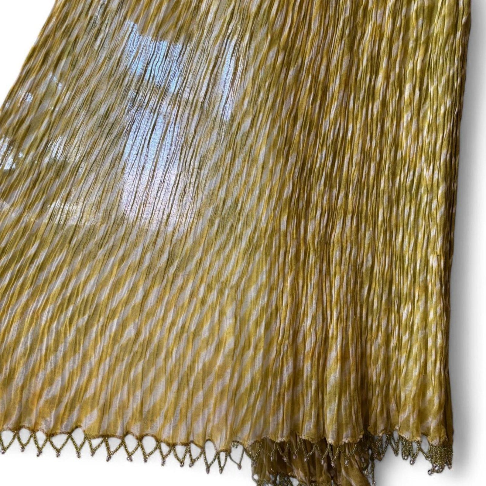 Other Vintage Y2K Chartreuse Beaded Scarf Shawl Lizzie McGuire Size ONE SIZE - 4 Thumbnail