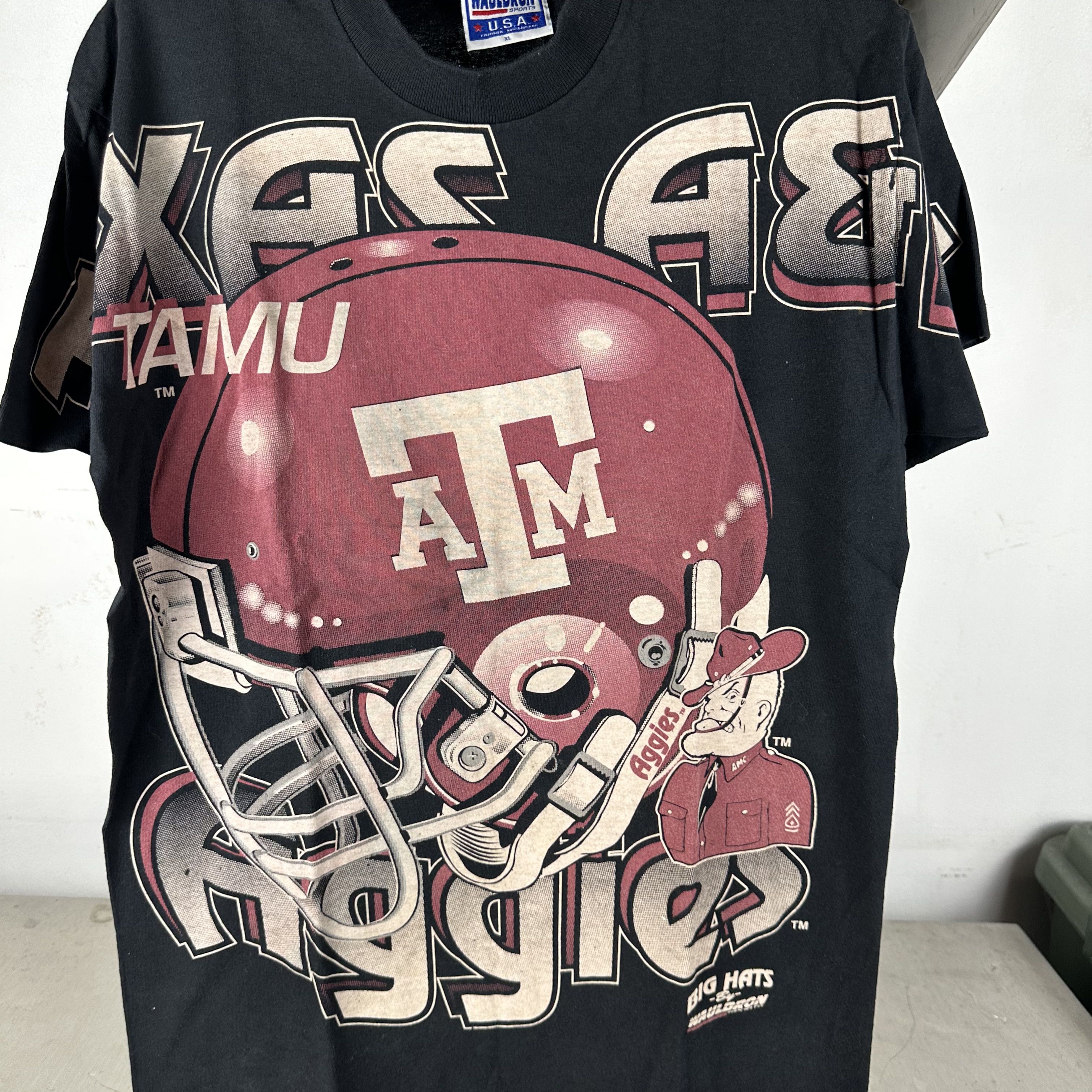 Vintage Vintage 90s Texas A&M Aggies NCAA Big Hats Wauldron T-shirt Size US L / EU 52-54 / 3 - 2 Thumbnail