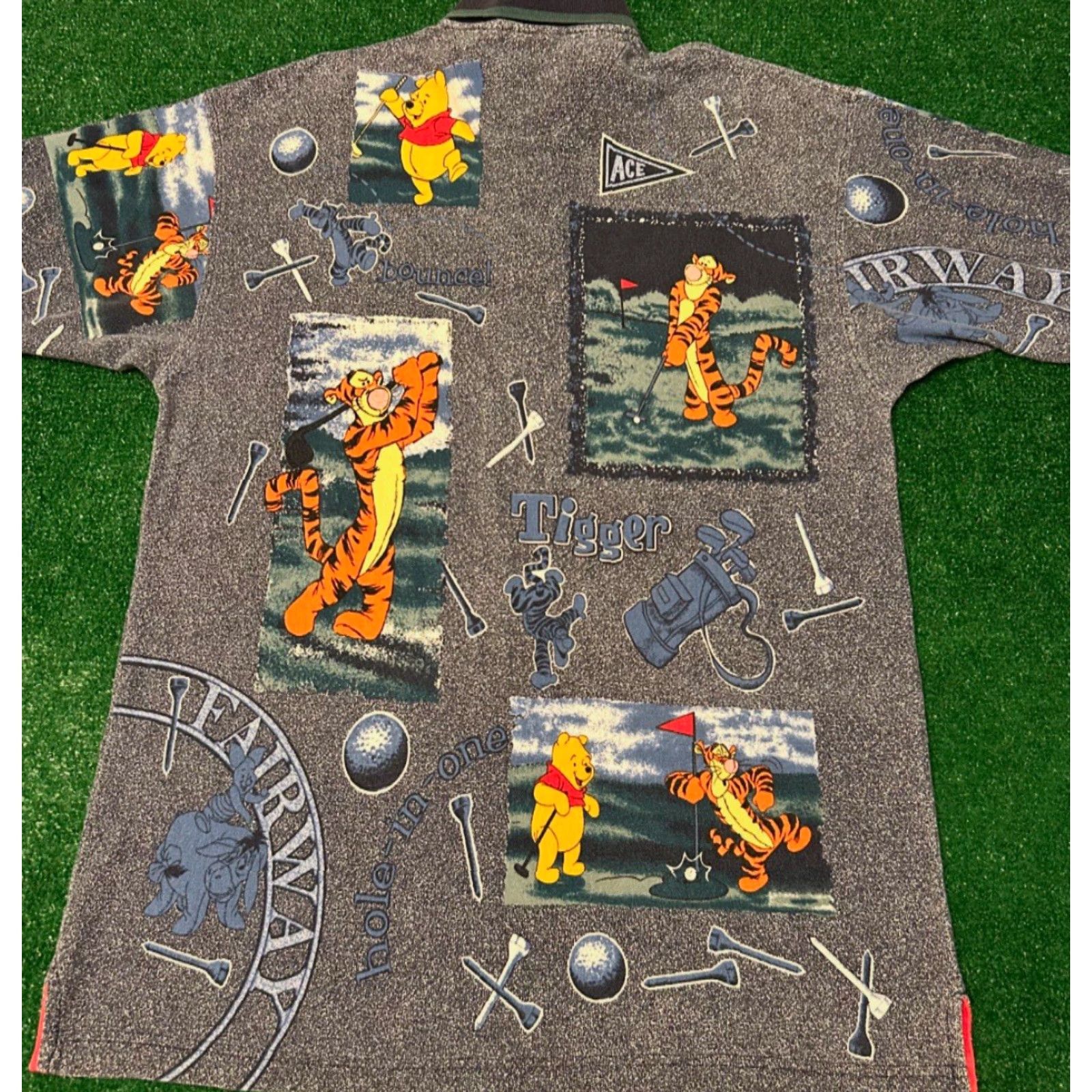 Disney VINTAGE Disney Winnie The Pooh All Over Print Golf Polo Shirt Mens Sz Large Size US L / EU 52-54 / 3 - 3 Thumbnail