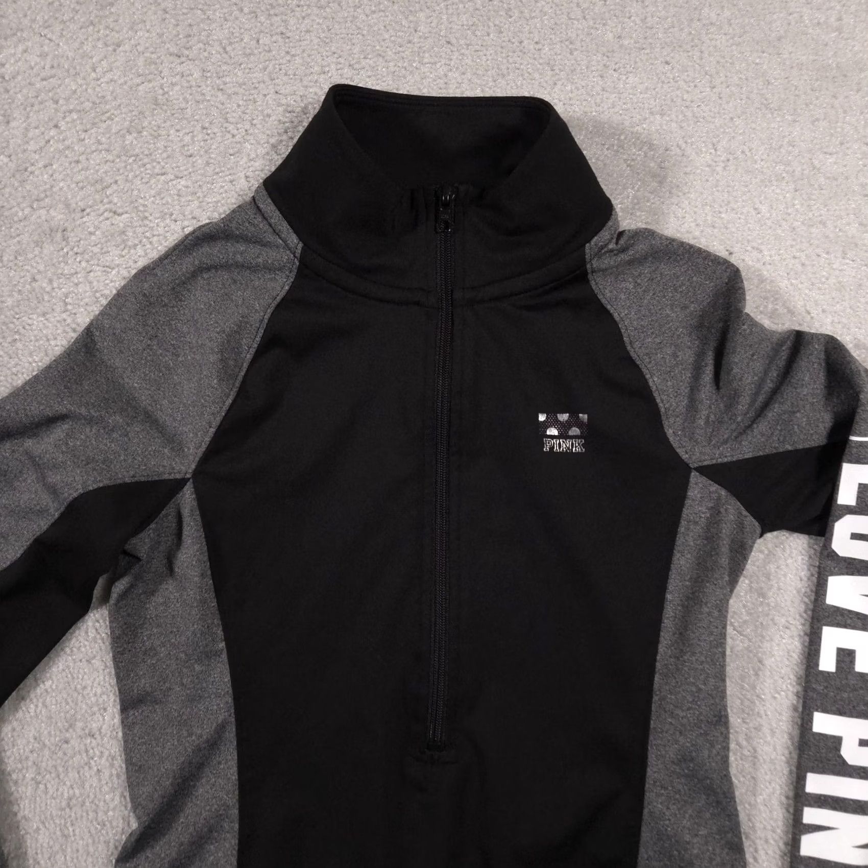 Pinko PINK Victoria's Secret Pullover Womens XS Black Ultimate Quarter Zip Love Pink Pullover Tee Shirt Hoodie? Size XS / US 0-2 / IT 36-38 - 3 Thumbnail