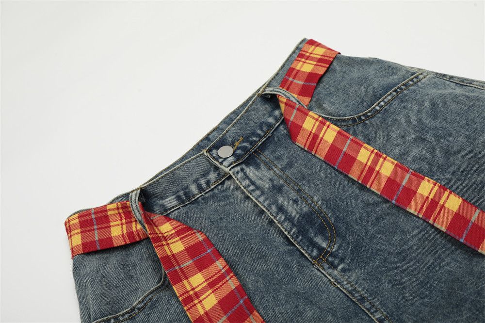 Jean Men's punk plaid washed star scimitar jeans y2k Size US 32 / EU 48 - 3 Thumbnail