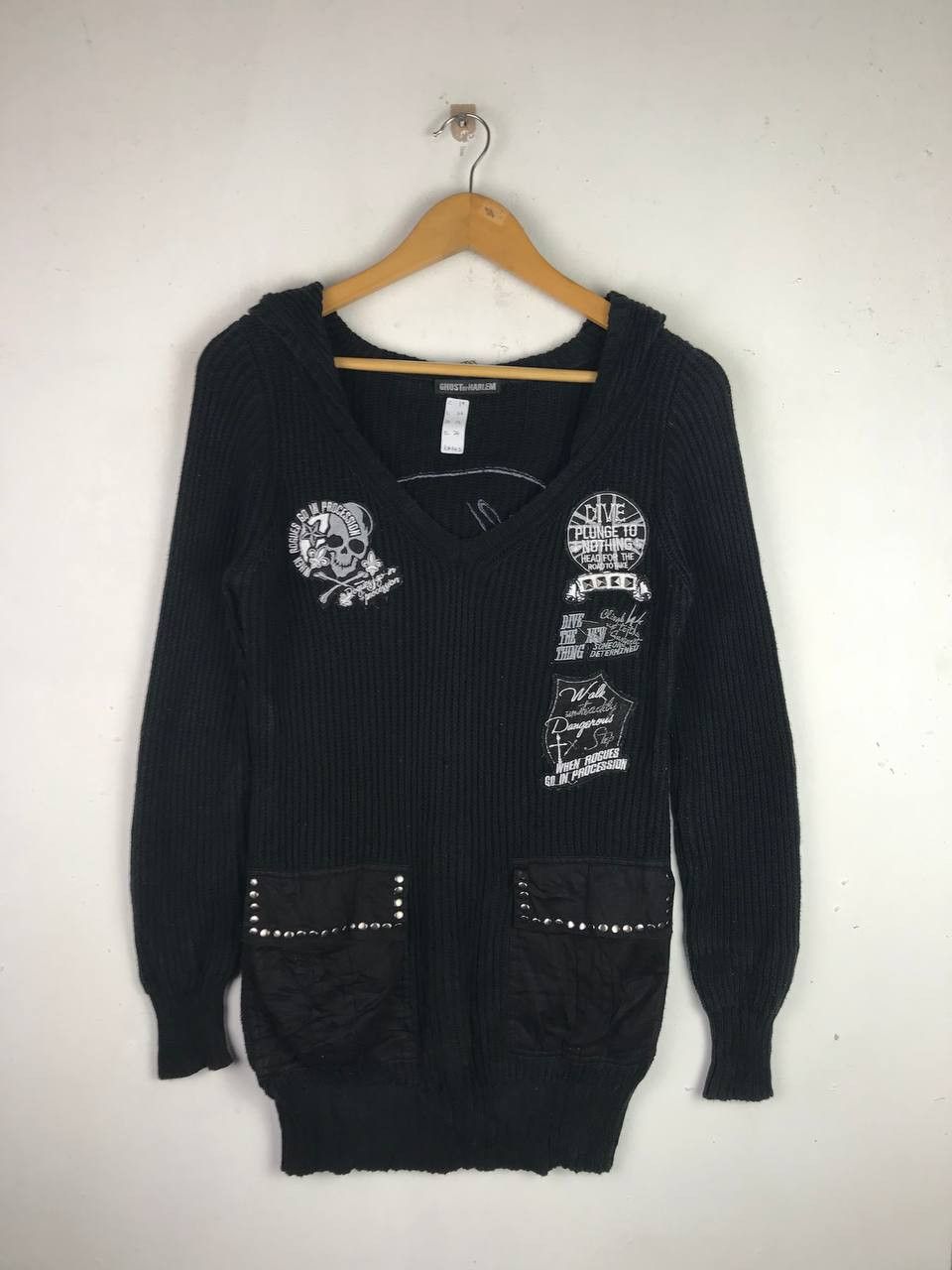 If Six Was Nine × Le Grande Bleu (L.G.B.) × Vintage Vintage Ghost Of Harlem Rare Design Knit Hoodie Size US M / EU 48-50 / 2 - 1 Thumbnail