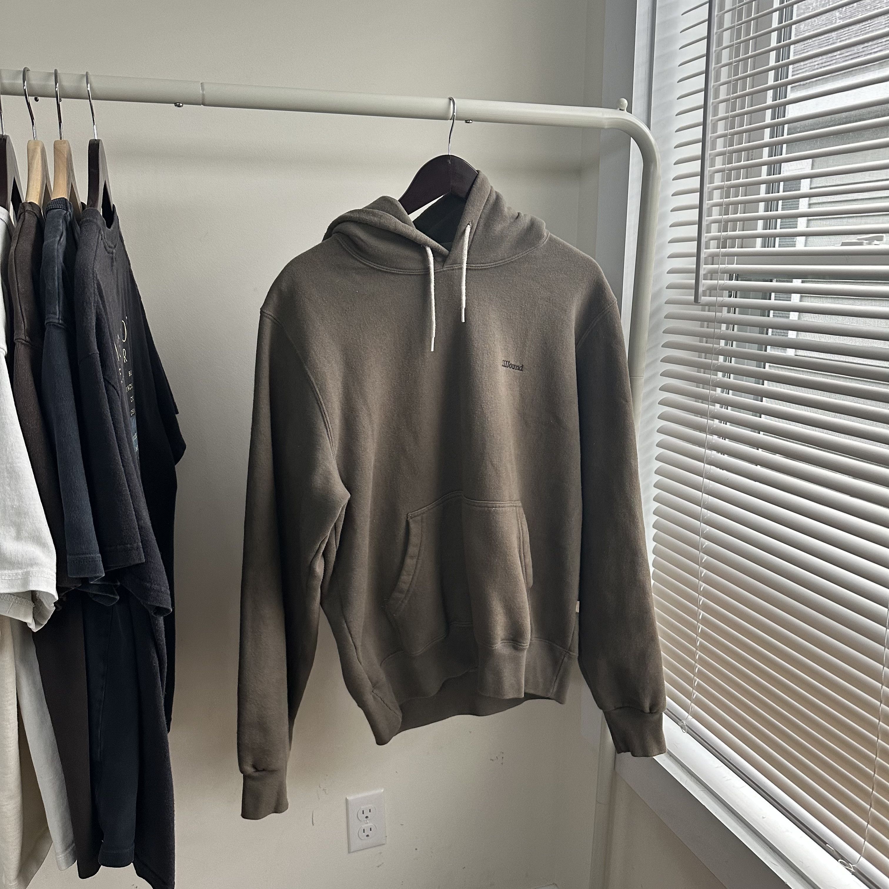 image of Jjjjound J90 Franchise Hooded Sweatshirt in Dark Olive, Men's (Size Large)