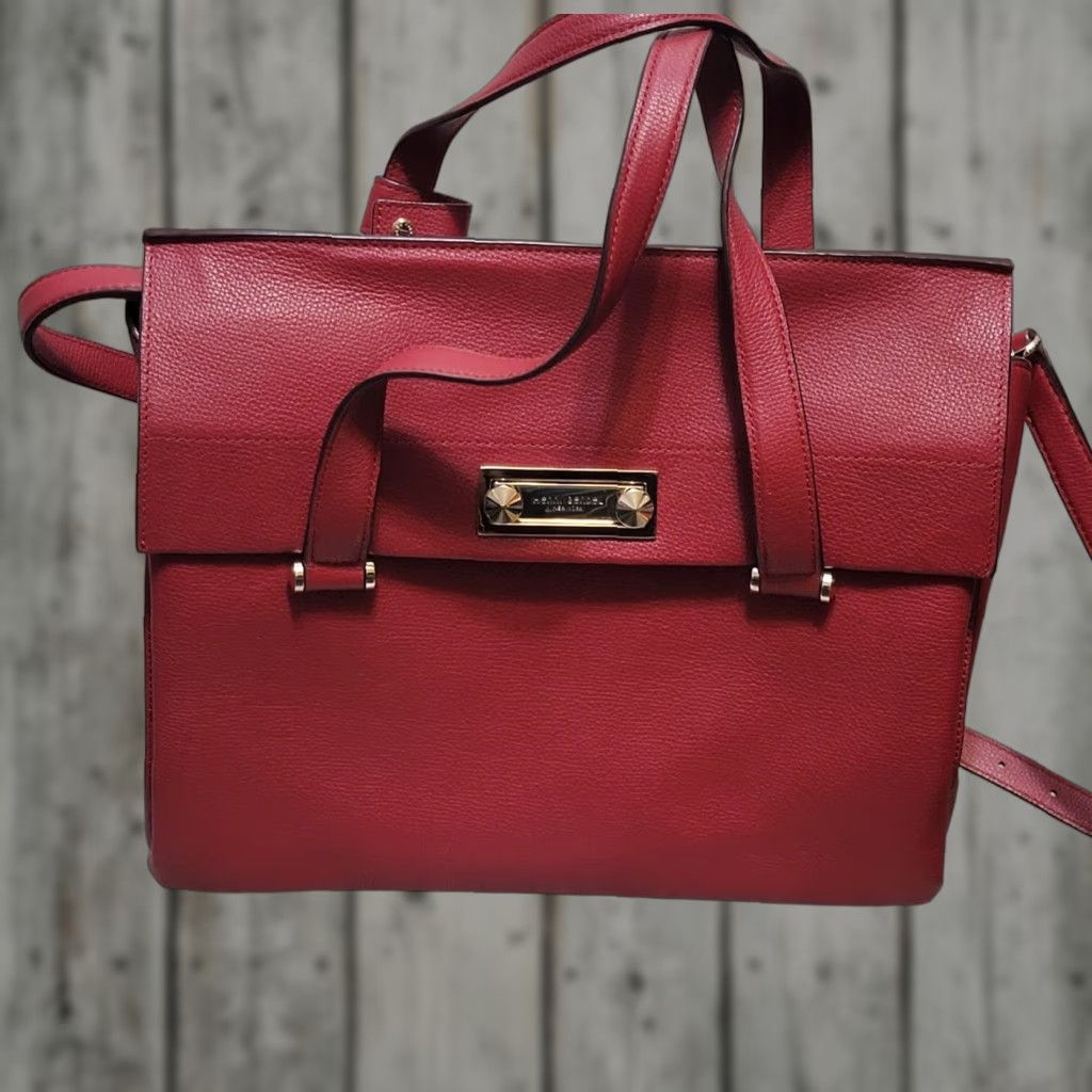 Henri Bendel Henri Bendel Red Leather New York Purse Tote Bag Womens Large Pebbled Leather Zip Bag 11x12x5 Size ONE SIZE - 1 Thumbnail