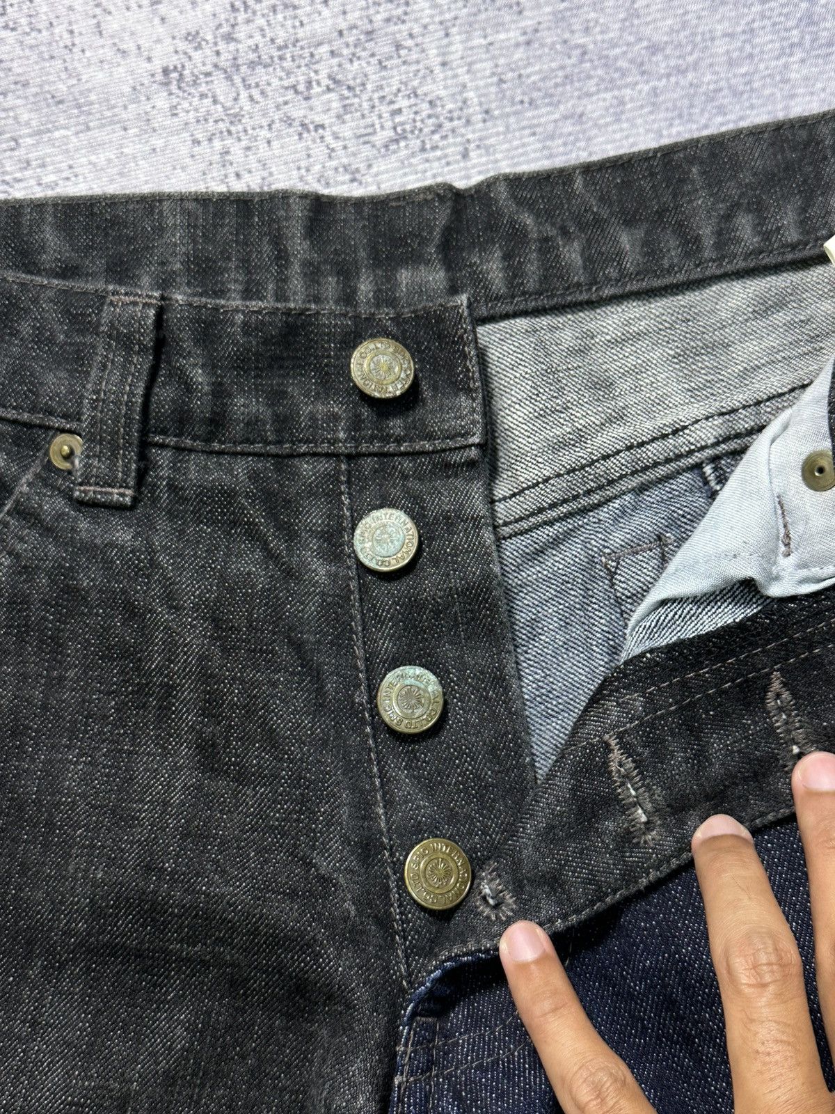 Undercover × Uniqlo 2000s Tornado Mart Flare Patchwork Denim Jeans Size US 30 / EU 46 - 9 Thumbnail
