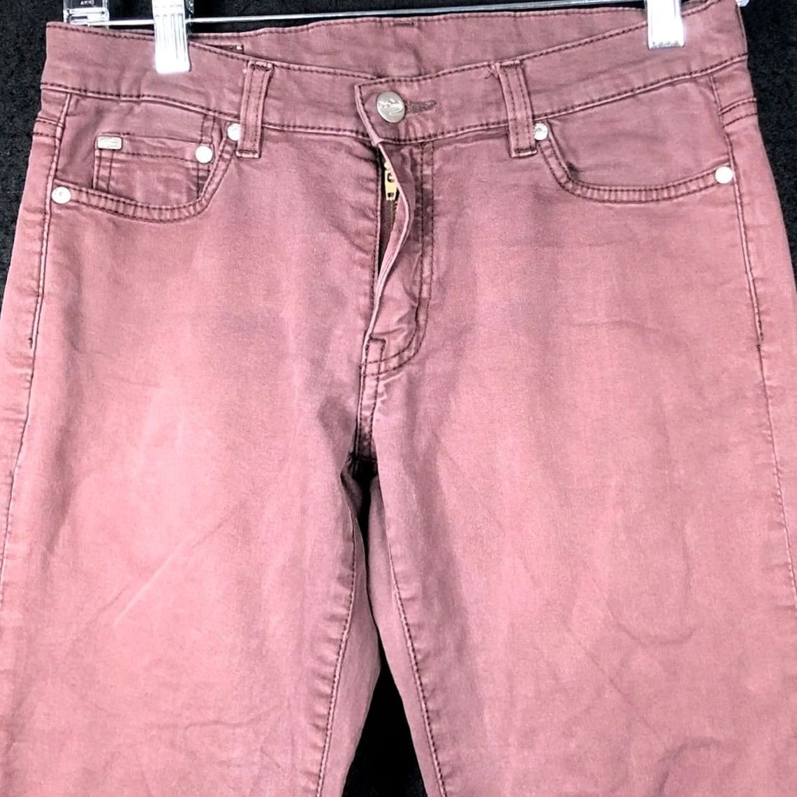 Lacoste Lacoste Jeans Mens Maroon Denim Mid Rise Straight Stretch 29x33 Regular 5-Pocket Design Cotton Spandex Machine Washable Pants Mens Size US 29 - 2 Thumbnail