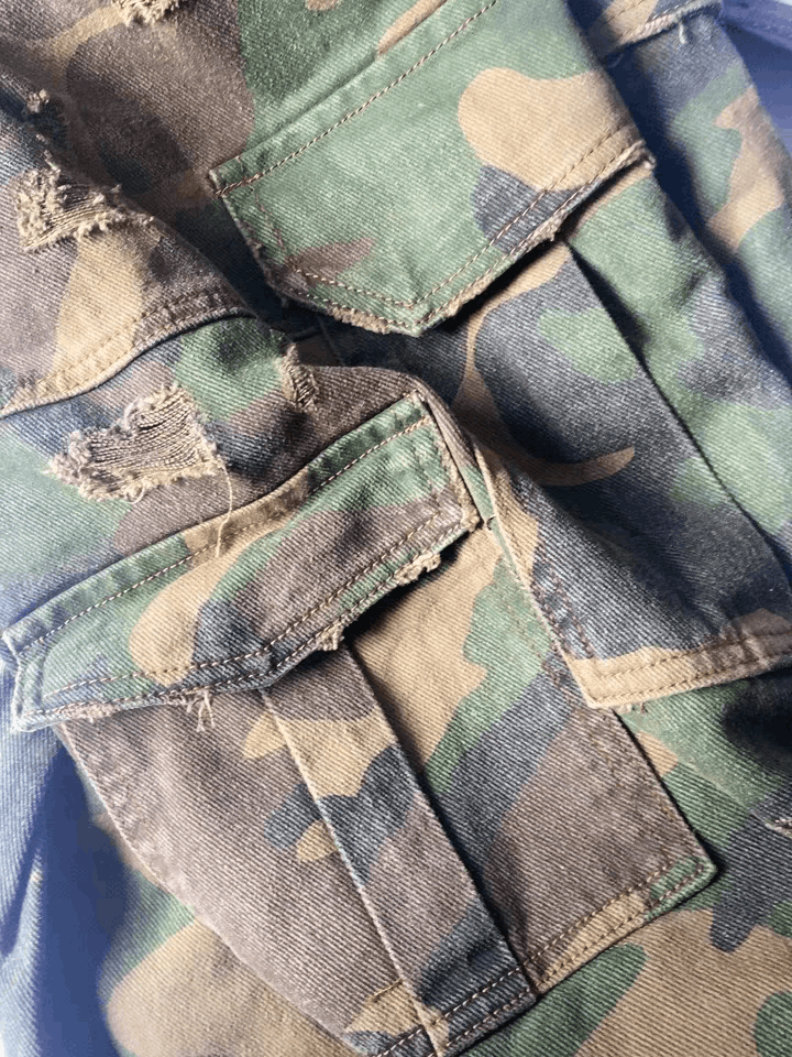 Designer × Vintage camo washed faded military baggy grunge ripped shorts Size US 32 / EU 48 - 15 Thumbnail