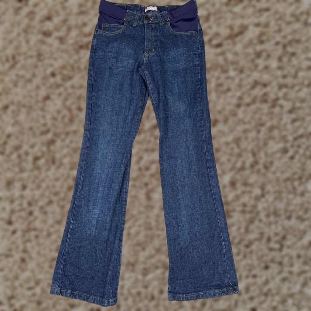 Denime Serena Maternity Jeans Womens XS Blue Dark Wash Bootcut Stretch Denim Over Belly Size 26" / US 2 / IT 38 - 1 Thumbnail