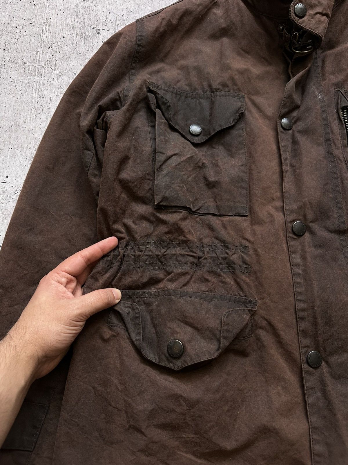 Barbour Vintage Barbour A357 Sapper Waxed Cotton Jacket Size US XL / EU 56 / 4 - 4 Thumbnail