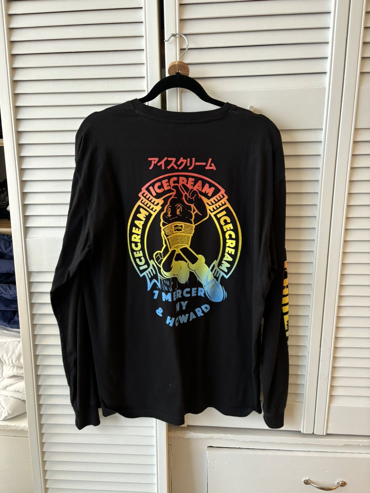 image of Ice Cream X Long Sleeve T Shirt in Black, Men's (Size Large)