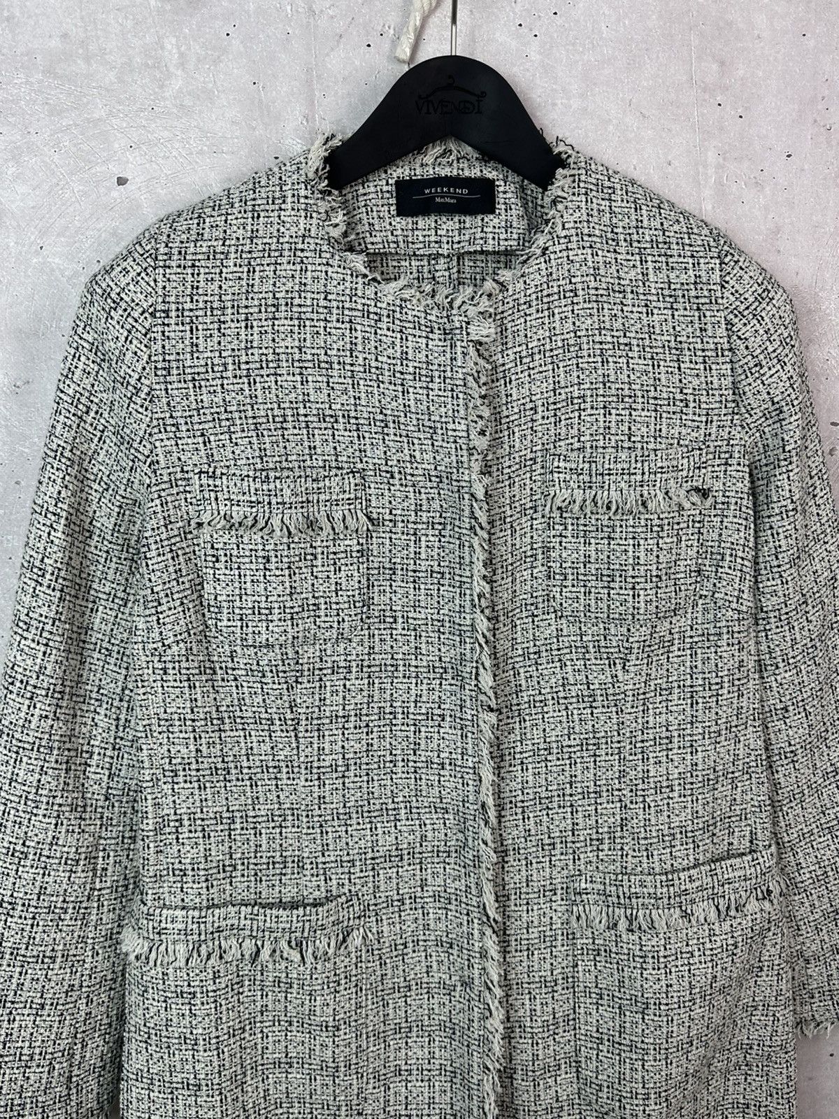 Weekend Max Mara Max Mara Weekend Tweed White-Black Cotton Women’s Coat Size M / US 6-8 / IT 42-44 - 6 Thumbnail