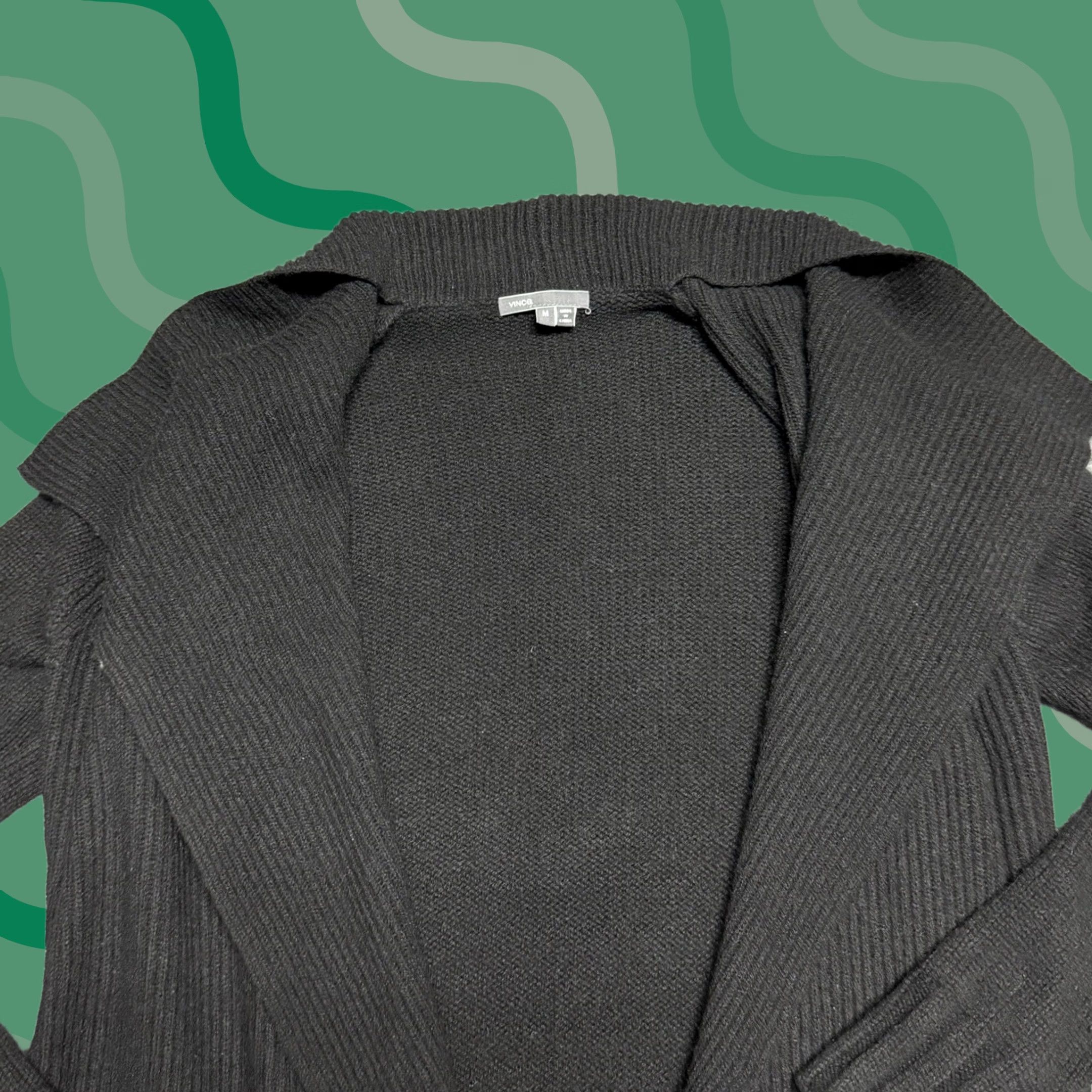 Vince Vince Cardigan Women M Black Wool Yak Ribbed Open Front Lagenlook Sweater Size M / US 6-8 / IT 42-44 - 1 Thumbnail
