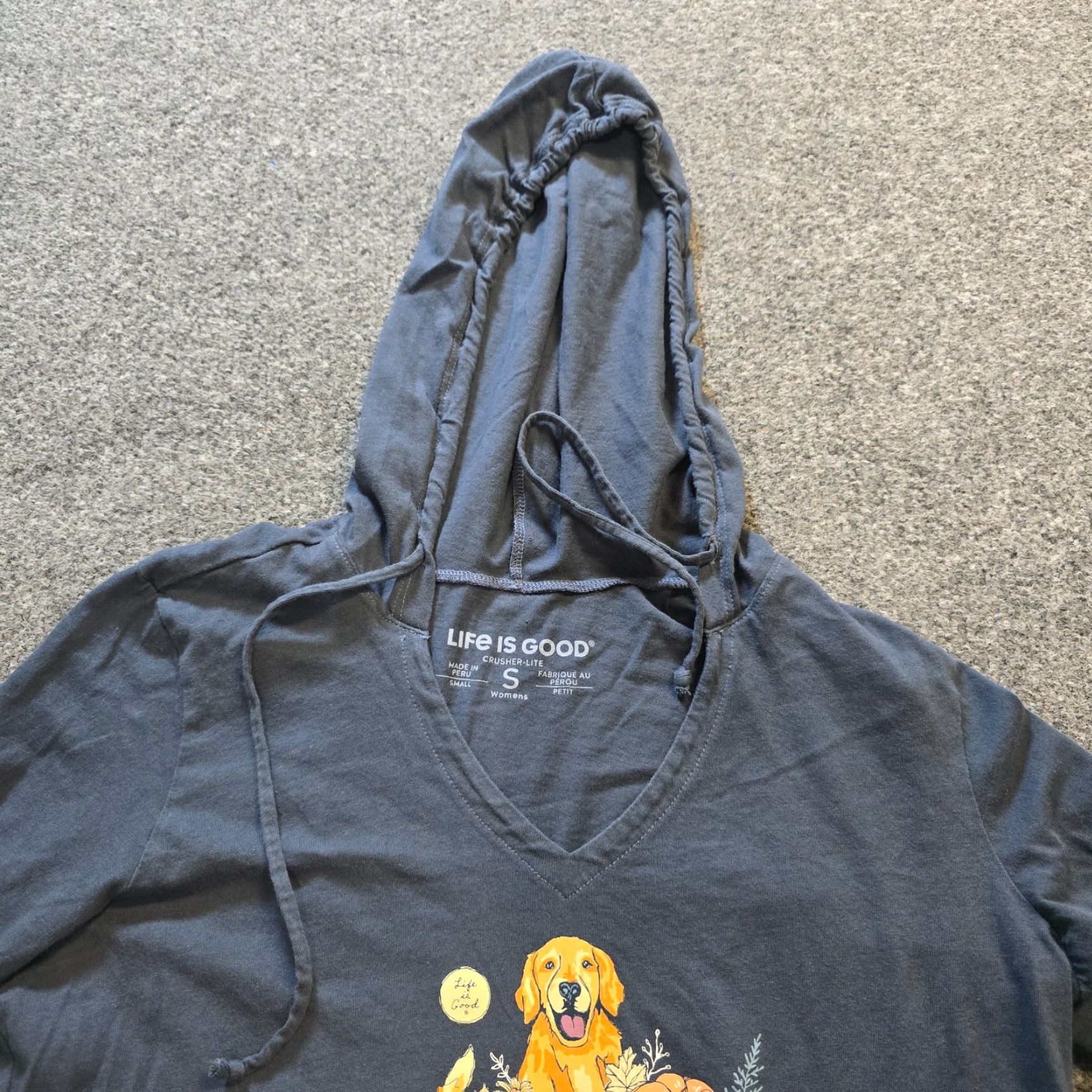 Life is Good Life is Good Top Womens S Blue Dog Golden Retriever Pumpkin Hood Casual Shirt Womens S Blue Dog Golden Retriever Pumpkin Hood Casual Shirt Size S / US 4 / IT 40 - 2 Thumbnail