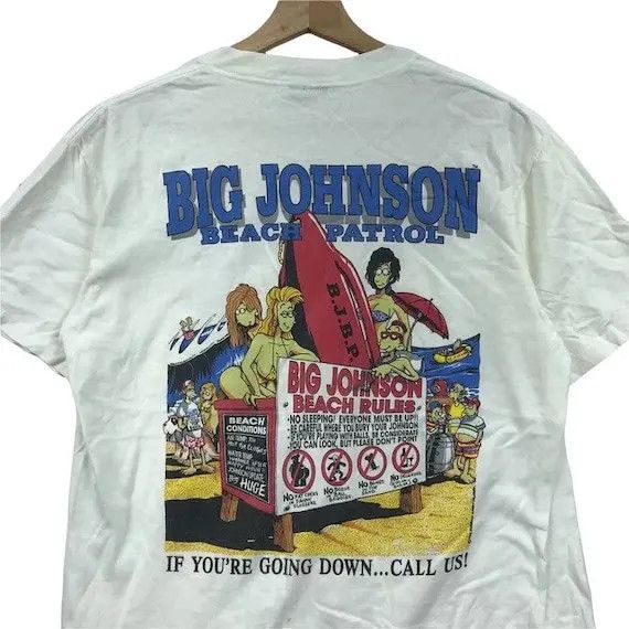Vintage Vtg BIG JOHNSON COMIC Beach Patrol Surfing Tee Shirt Nomus Size US M / EU 48-50 / 2 - 1 Thumbnail