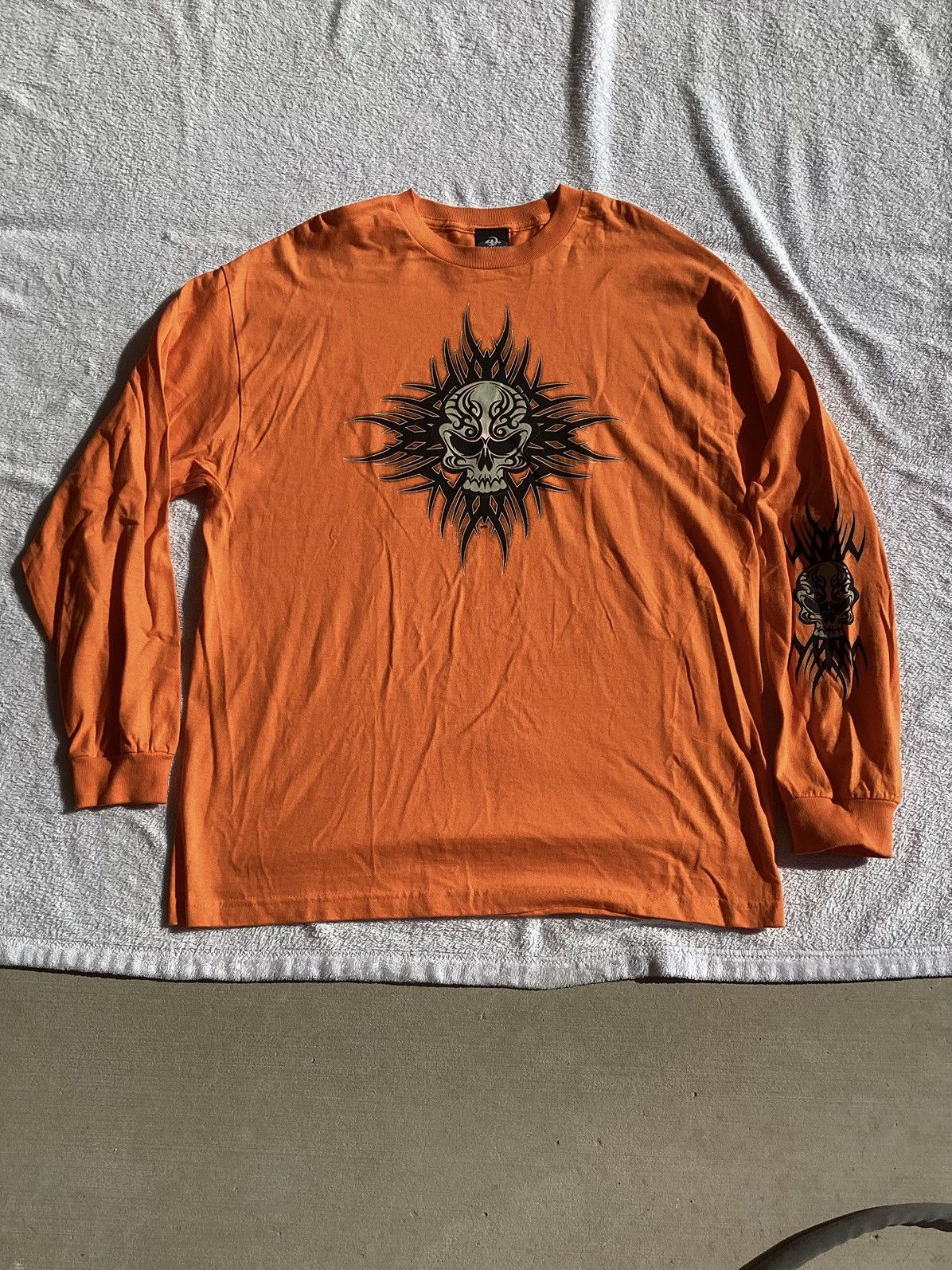 Other × Vintage Vtg 4 seasons classic Y2K skull graphic LS orange Tee Size US XL / EU 56 / 4 - 1 Thumbnail
