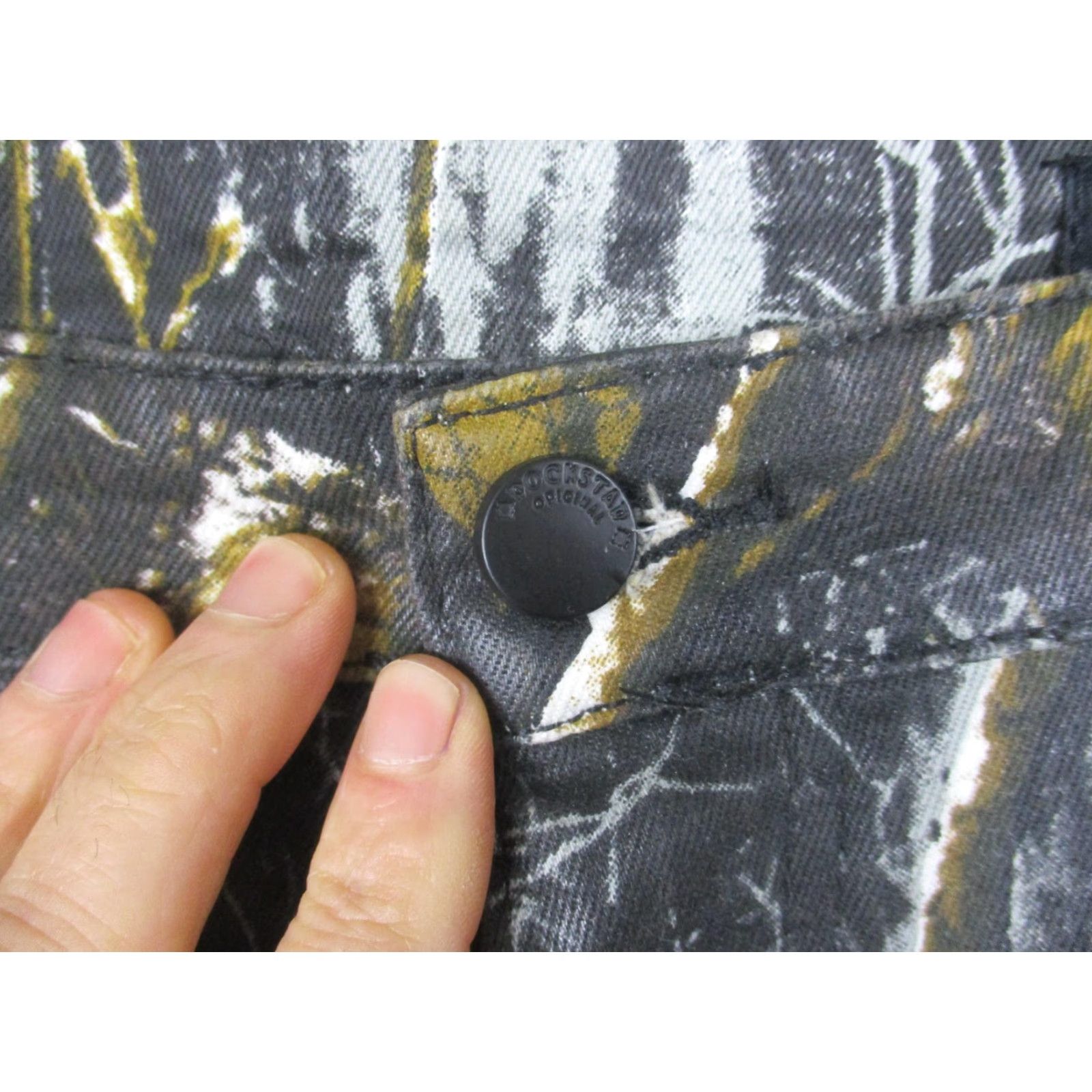 Vintage Rockstar Original Jeans Mens 36 Black Tree Camo Skinny Zip Cargo Stretch Size US 36 / EU 52 - 4 Thumbnail