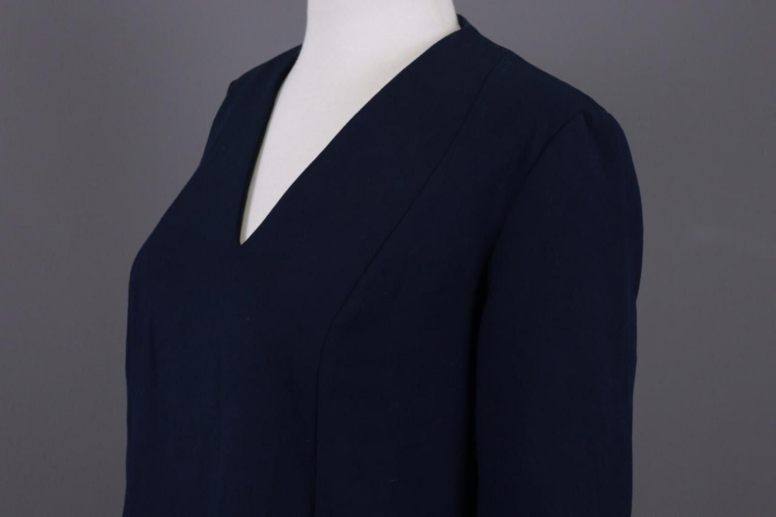 Lauren Ralph Lauren Me+Em Blue V-Neck Evening Long Sleeve A-Line Dress Size 12 Size XL / US 12-14 / IT 48-50 - 7 Thumbnail