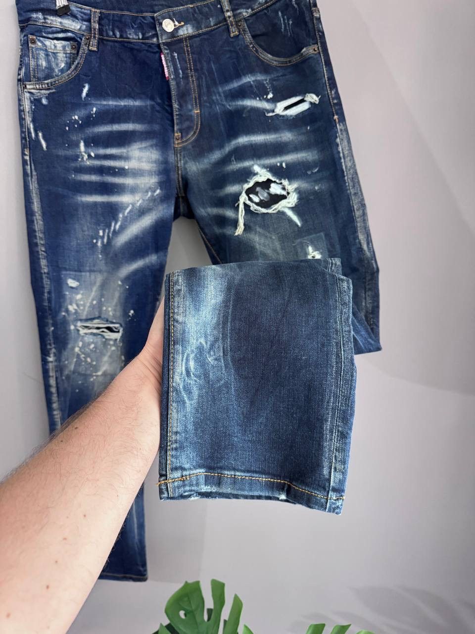 Dsquared2 Dsquared2 Blue Distressed Men's Slim Jeans Size 54 / W35 L32 Size US 35 - 9 Thumbnail
