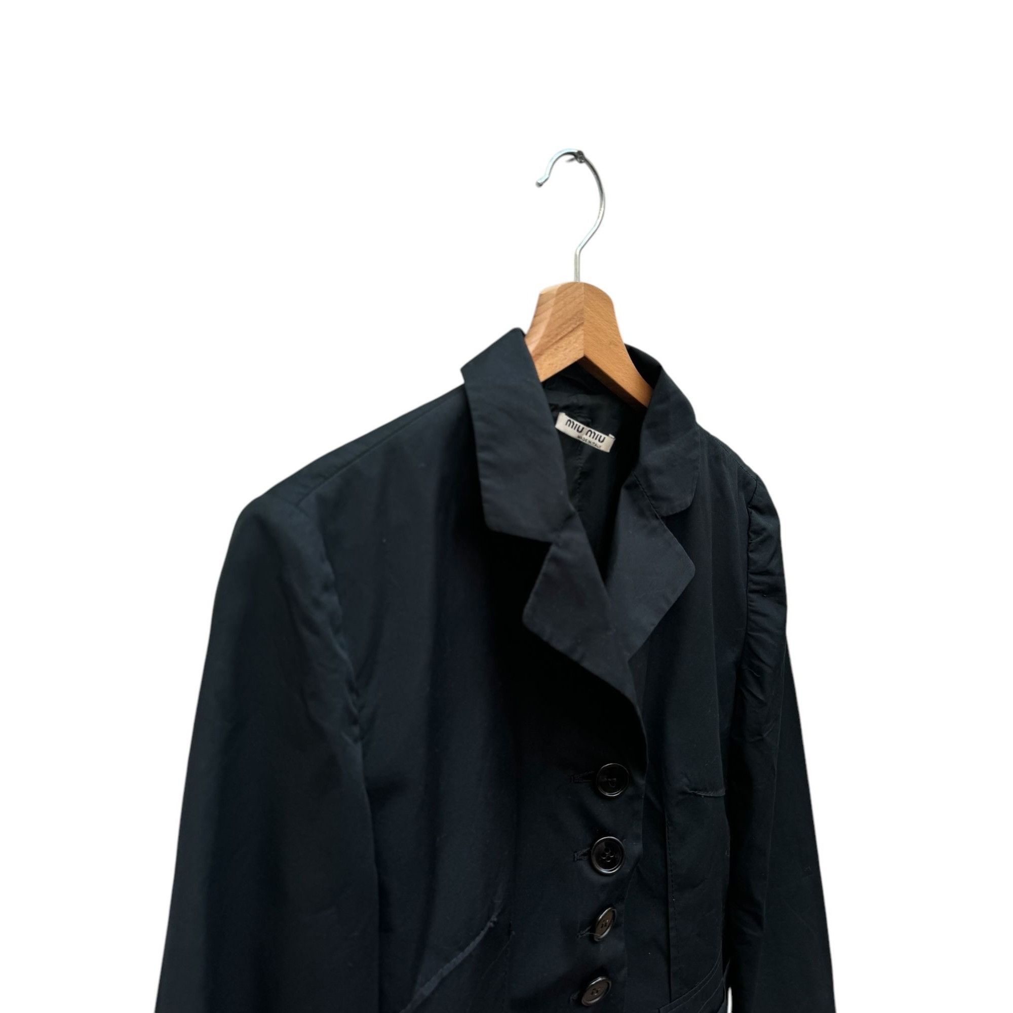 Miu Miu 1990s Black Cotton Blazer Size M / US 6-8 / IT 42-44 - 4 Thumbnail
