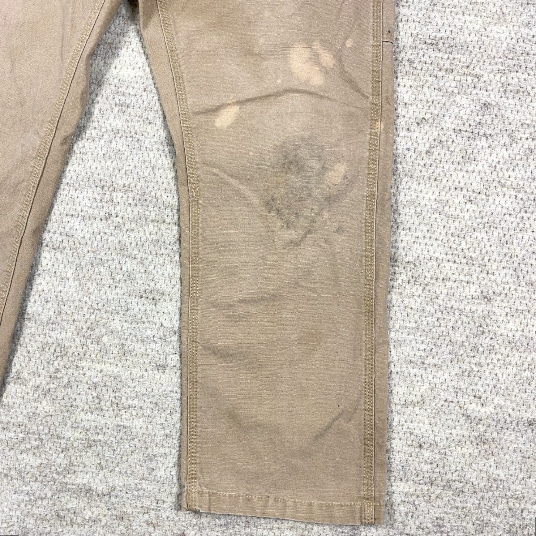 Vintage Berne Carpenter Pants Men 34x30 Tan Duck Canvas Workwear Distressed Grunge Worn Leather? Size US 34 / EU 50 - 6 Thumbnail