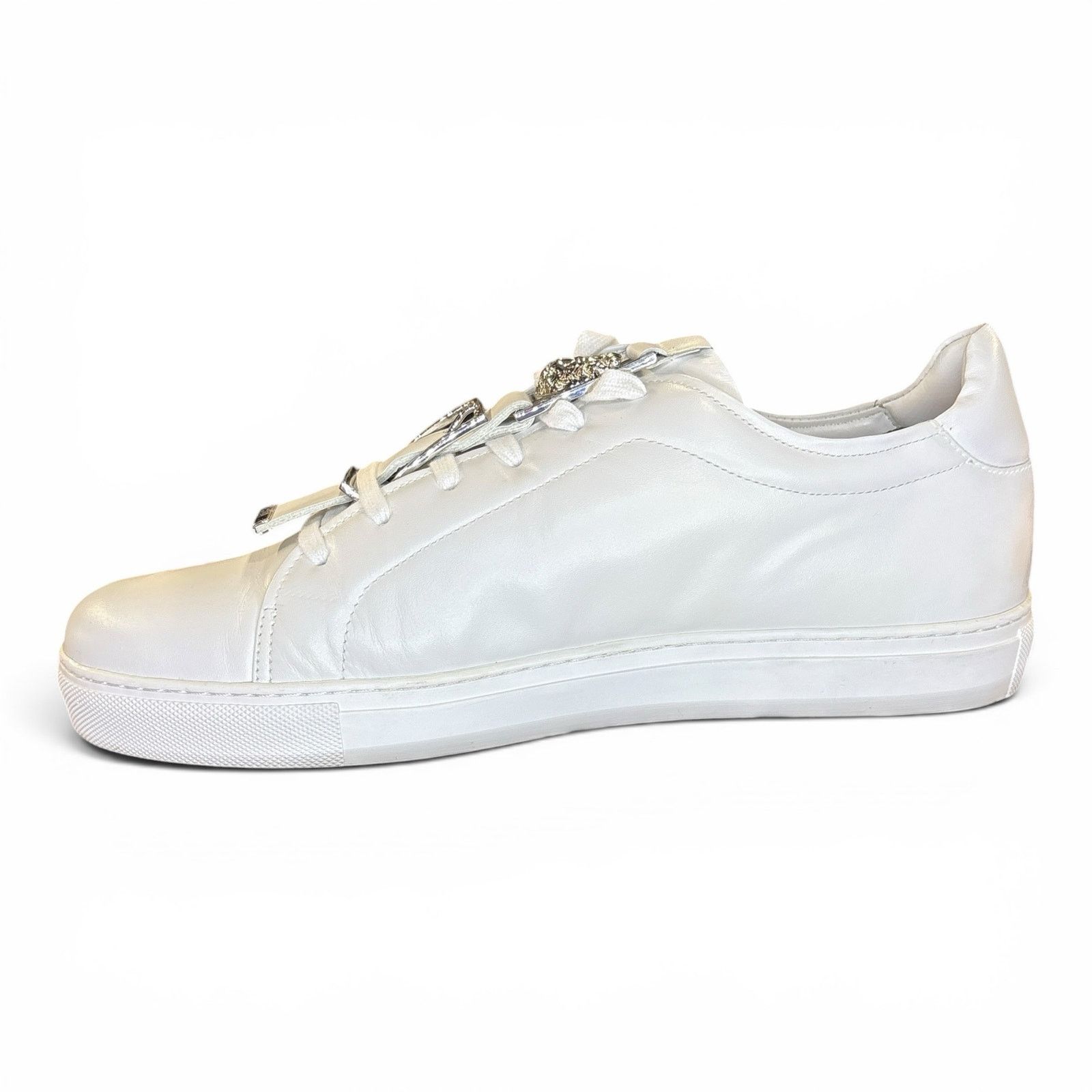 Versace Versace White Versus Sneaker Silver Buckle | Size 44(11) Size US 11 / EU 44 - 5 Thumbnail