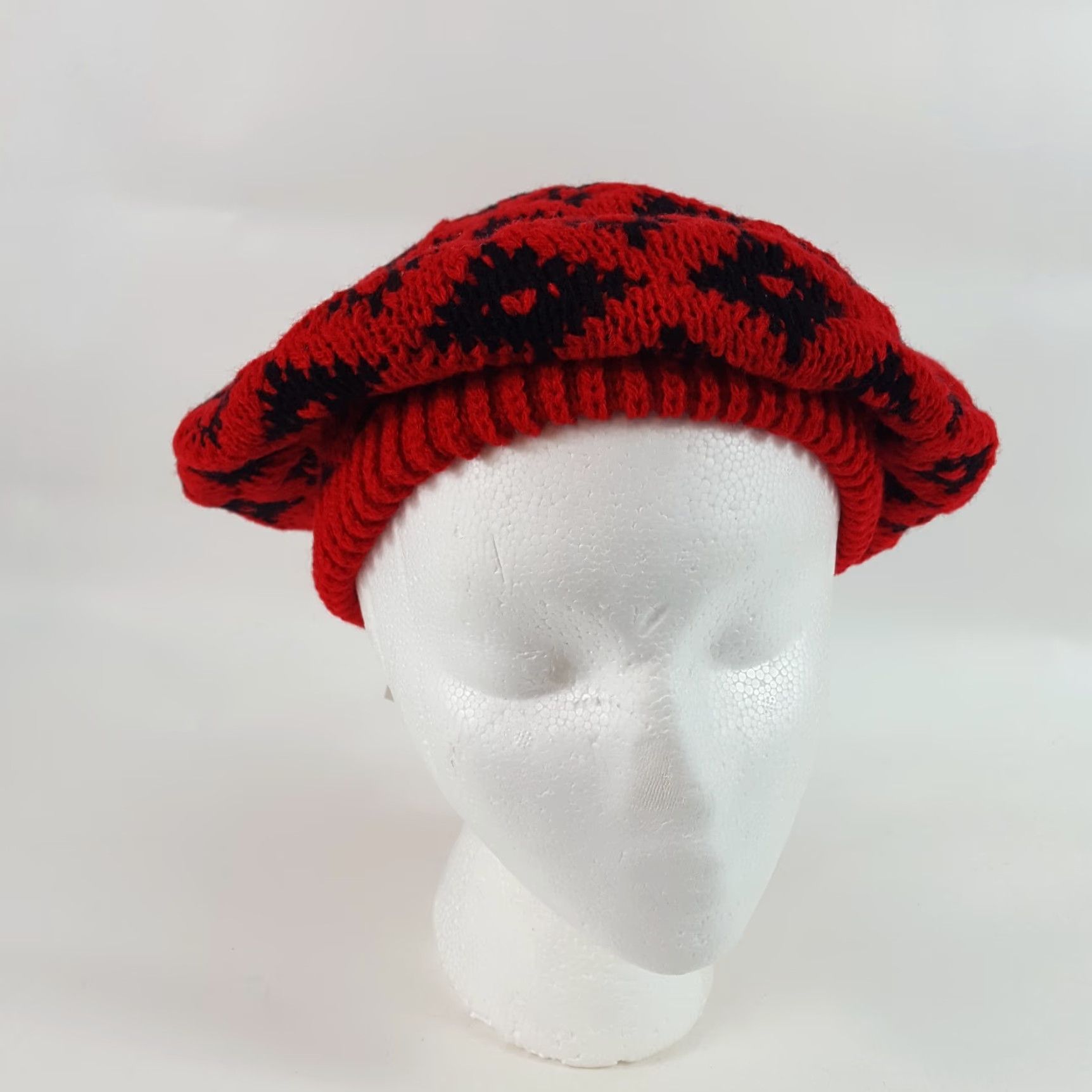 Vintage VINTAGE Vintage 80s Knit Wool Red Diamond French Beret Warm Winter Hat Womens One Size Size ONE SIZE - 4 Thumbnail