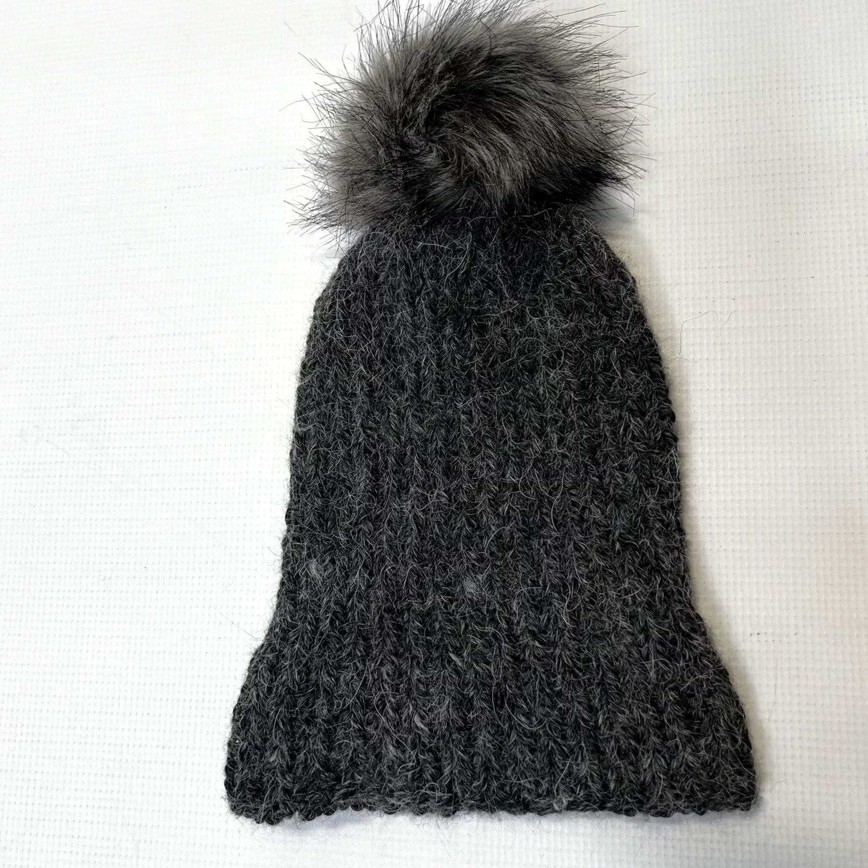 Vintage VINTAGE Women’s Knit Ribbed Cuff Hat Pom Beanie Light Gray Size ONE SIZE - 4 Thumbnail