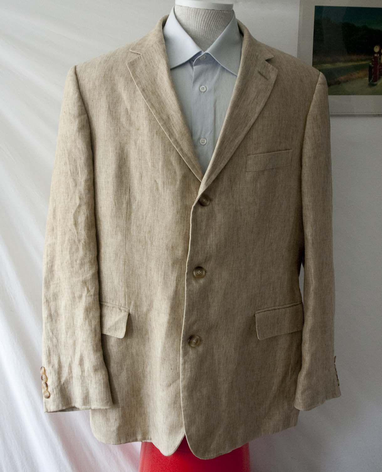 Hugo Boss Hugo Boss Jacket Rossellini 100% Linen Size 44R Herringbone Size 44R - 1 Thumbnail