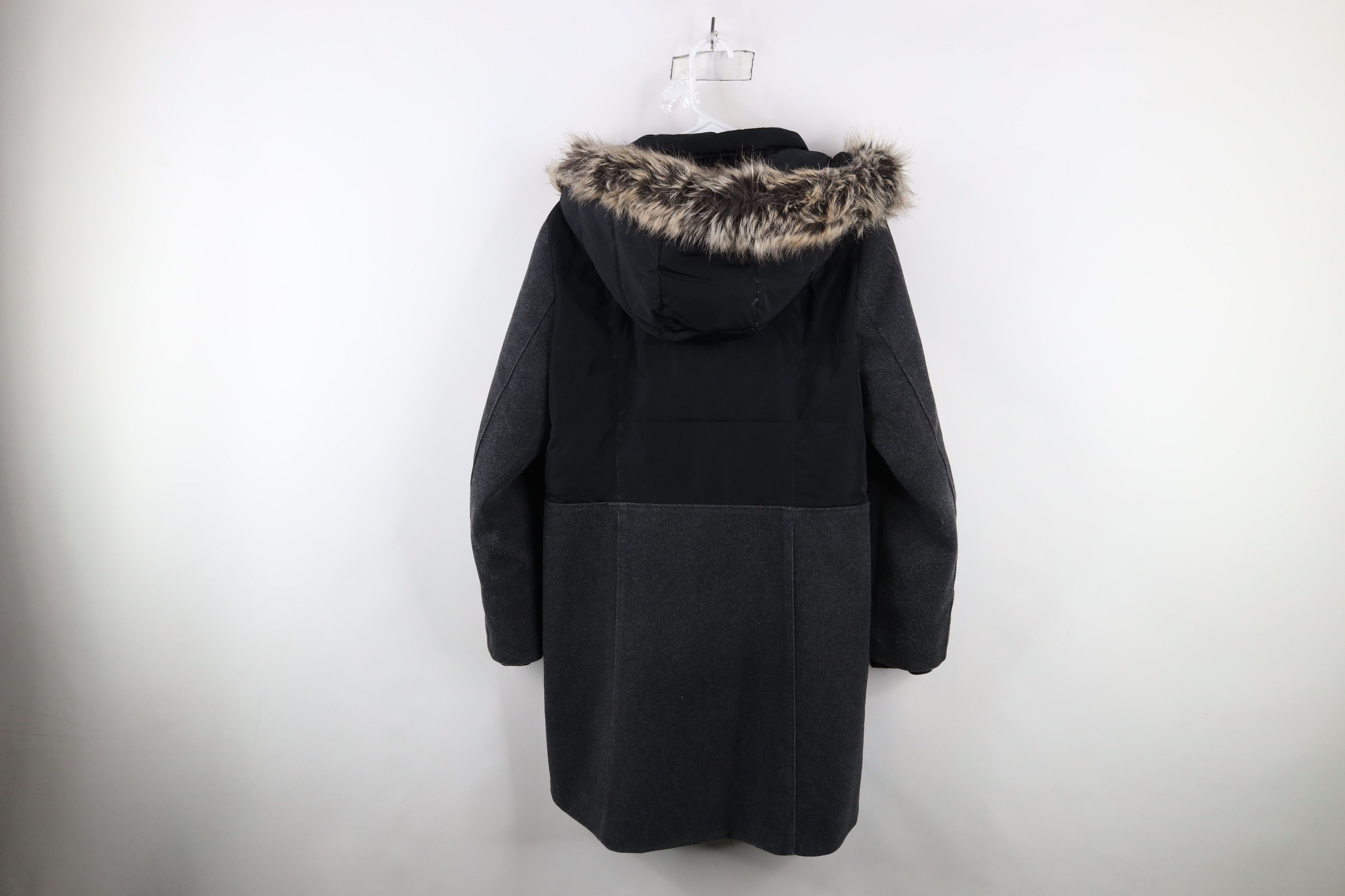 Lands' End × Vintage Lands End Wool Faux Fur Duck Down Hooded Jacket Coat Size M / US 6-8 / IT 42-44 - 13 Thumbnail