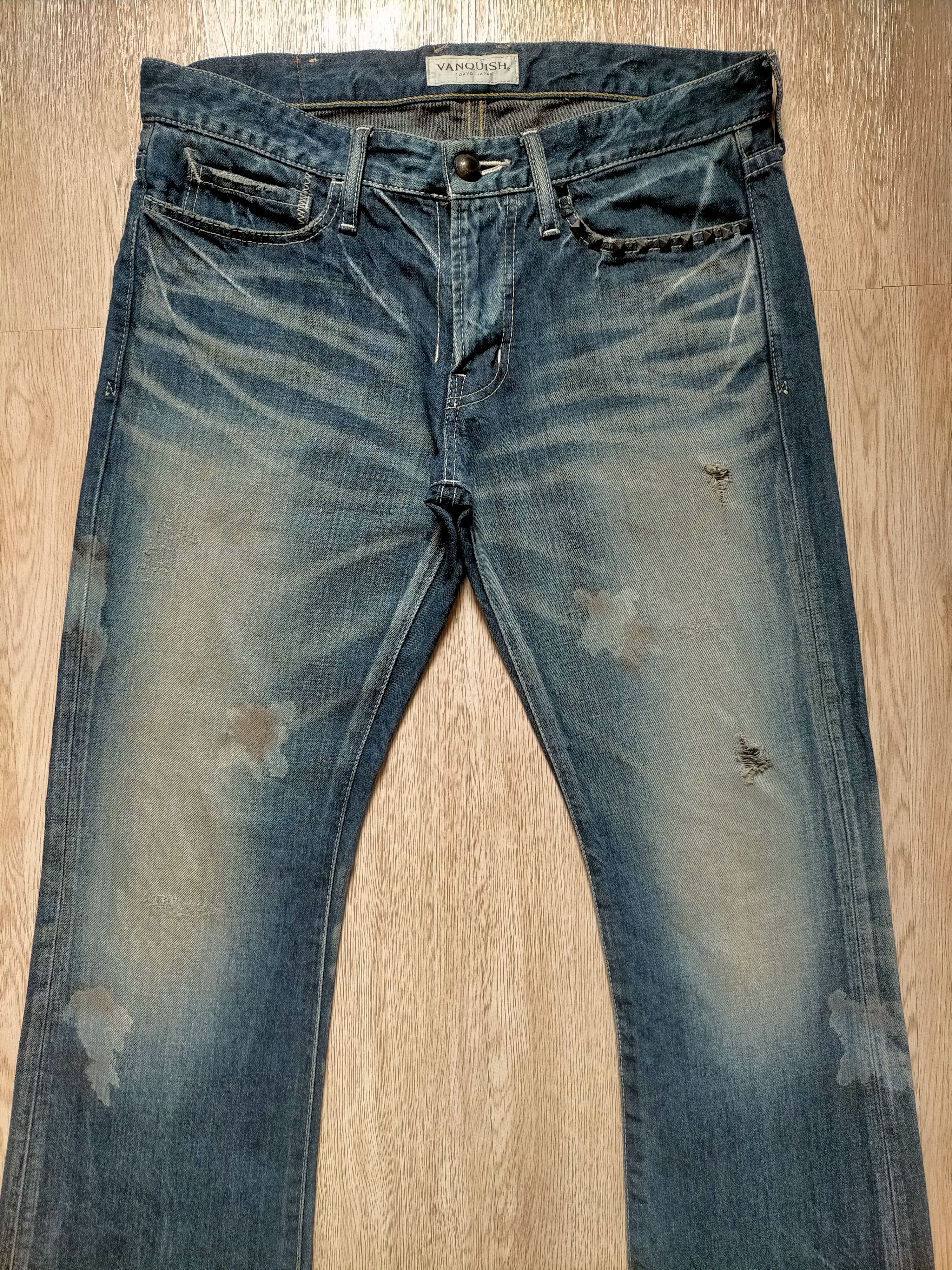 Japanese Brand Flare Jeans Vanquish Japan Studed Boot Cut Denim Size US 33 - 3 Thumbnail