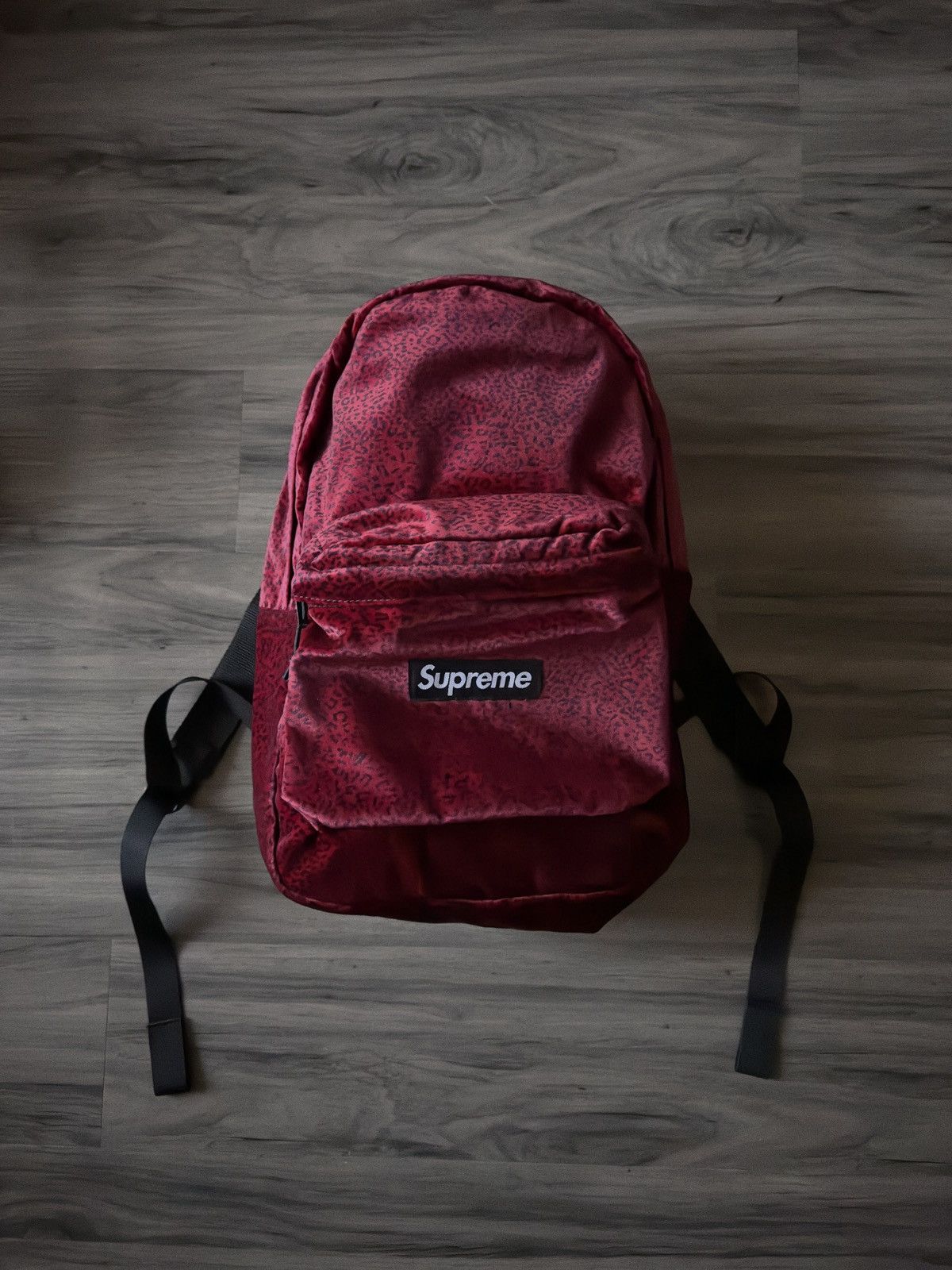 Supreme Supreme Red Leopard Velvet Backpack | Grailed