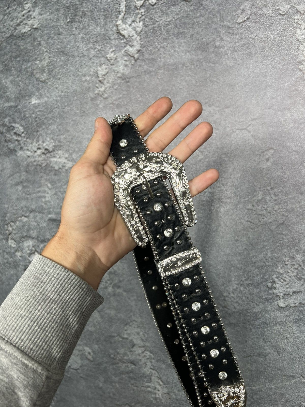 Vintage B.B Simon Style Vintage Western Leather Belt With Cross Size ONE SIZE - 2 Thumbnail