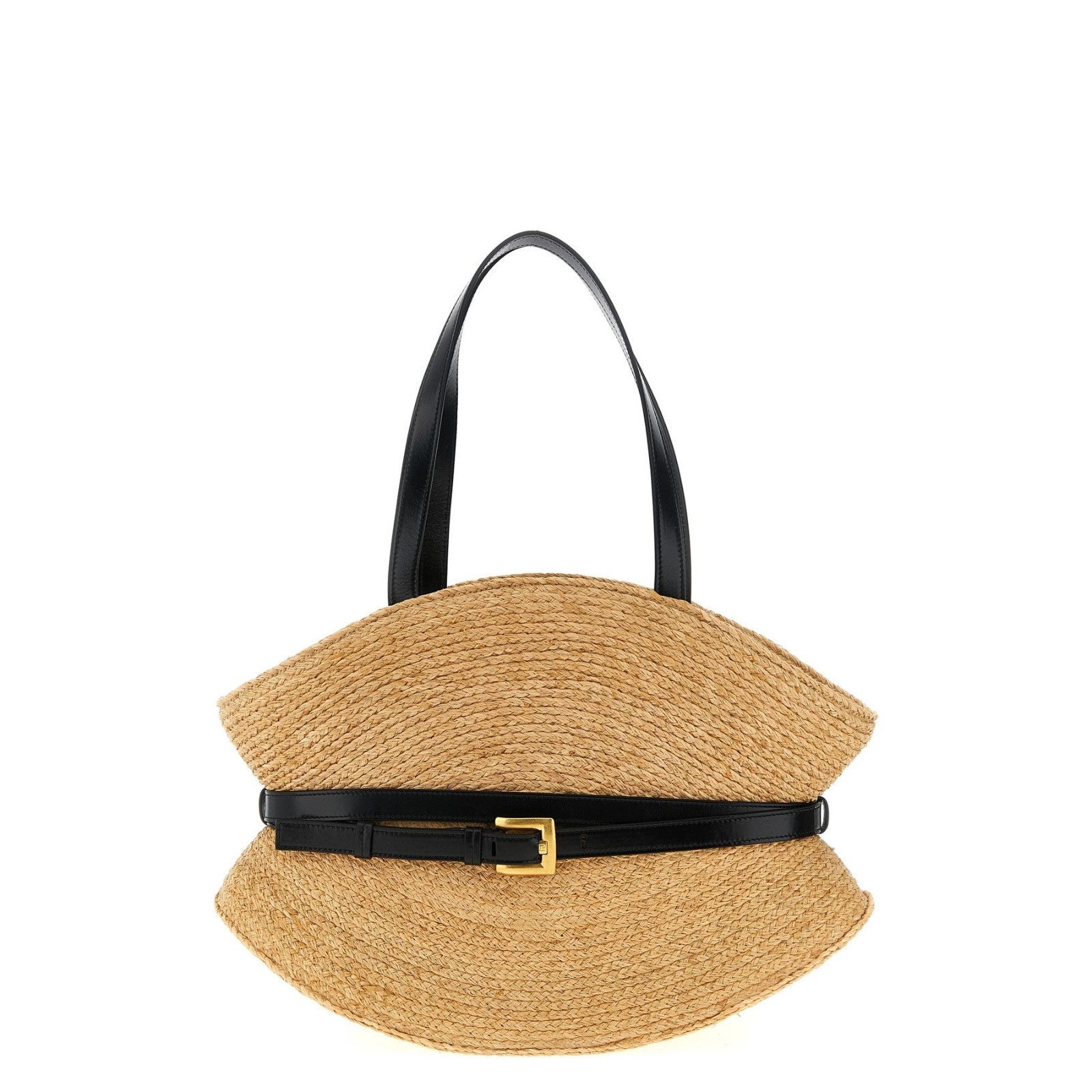 BALMAIN Shuffle Medium Black Raffia Shoulder Bag New & Authe