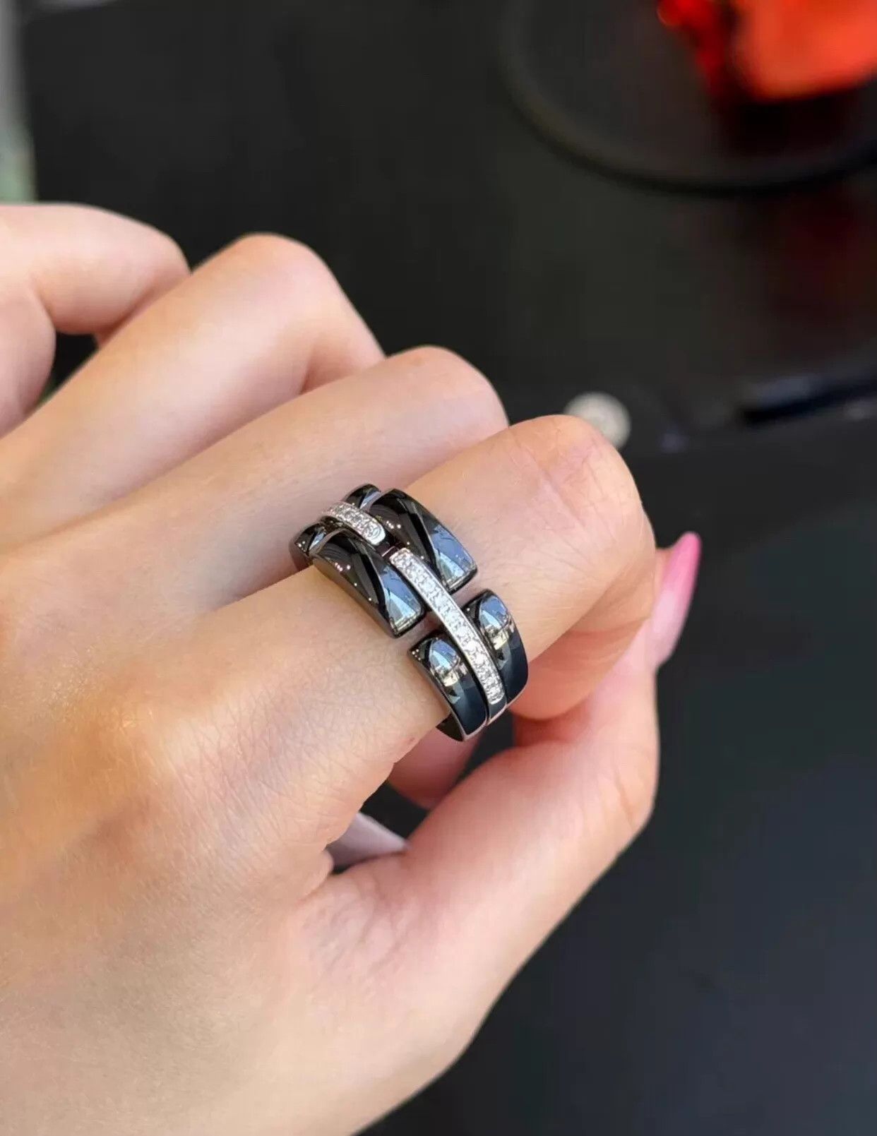 Chanel Chanel Ultra Black Ceramic Diamond-Set Ring Size 50 New Size ONE SIZE - 2 Thumbnail