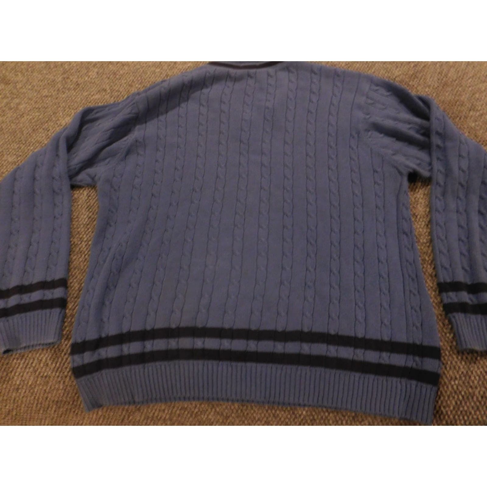 Izod IZOD Sweater Pullover V-Neck Long Sleeve Classic Knit Blue L Mens Regular Size Large Cotton Knit Solid Vintage No zipper Size US L / EU 52-54 / 3 - 7 Thumbnail