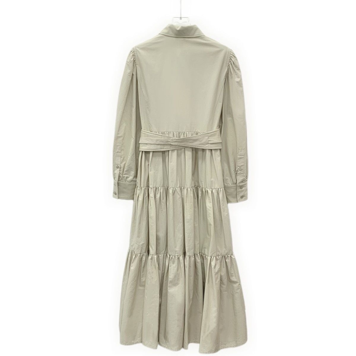 Max Mara Maxmara Khaki Lapel Long Sleeve Belted Shirt Dress K26WX Size XS / US 0-2 / IT 36-38 - 2 Thumbnail
