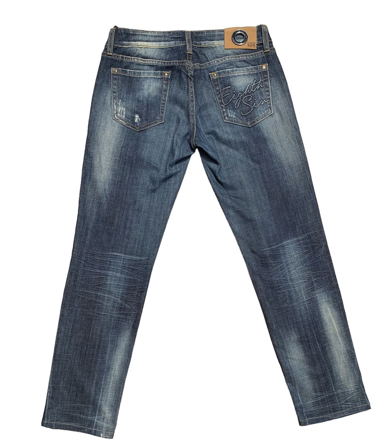 Art Comes First Eight Sin Denim Art Distressed Jeans Pants Size US 31 - 2 Thumbnail