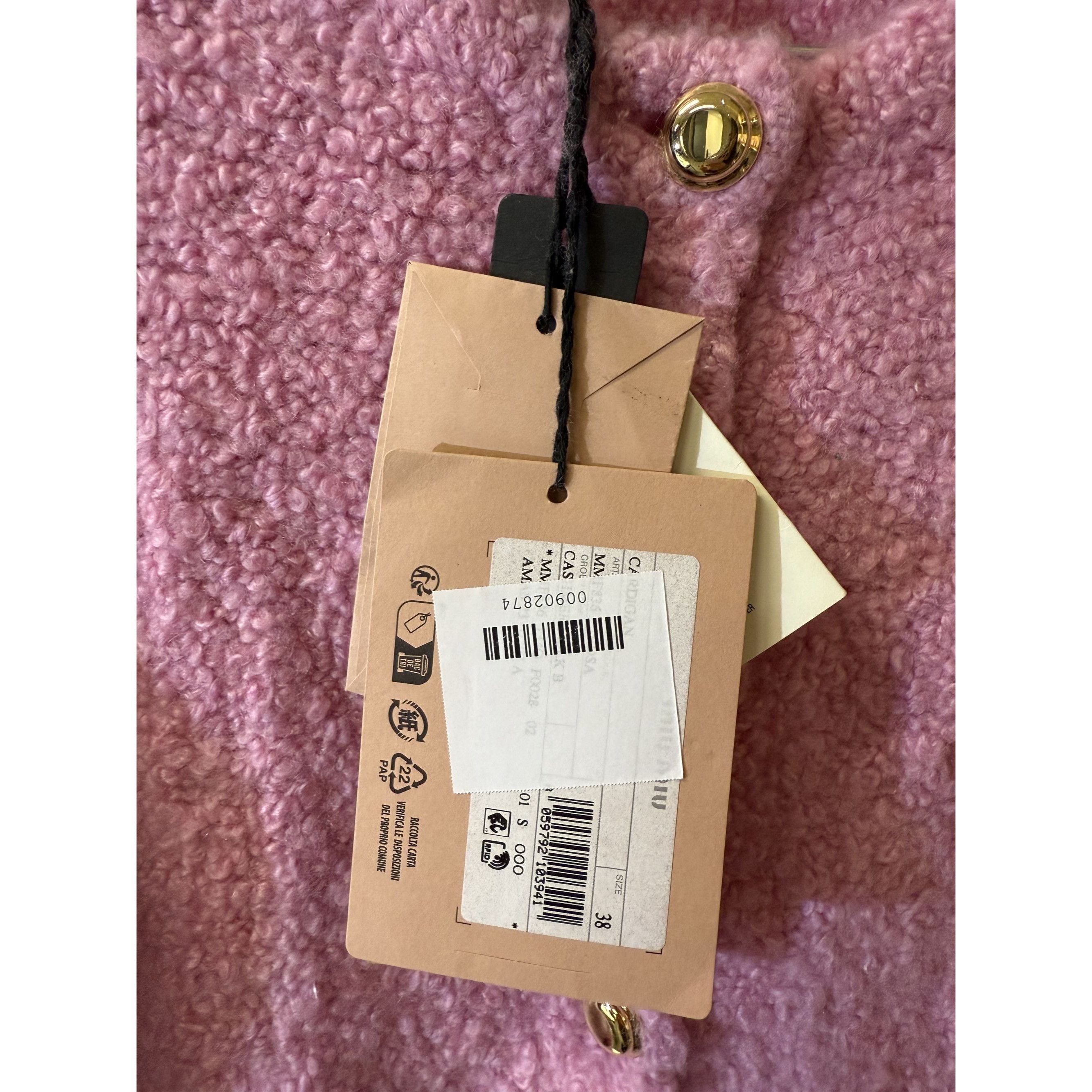 Miu Miu Miu Miu Pink Bouclé Wool-Blend Button-Up Cardigan With Pocke Size XS / US 0-2 / IT 36-38 - 5 Thumbnail