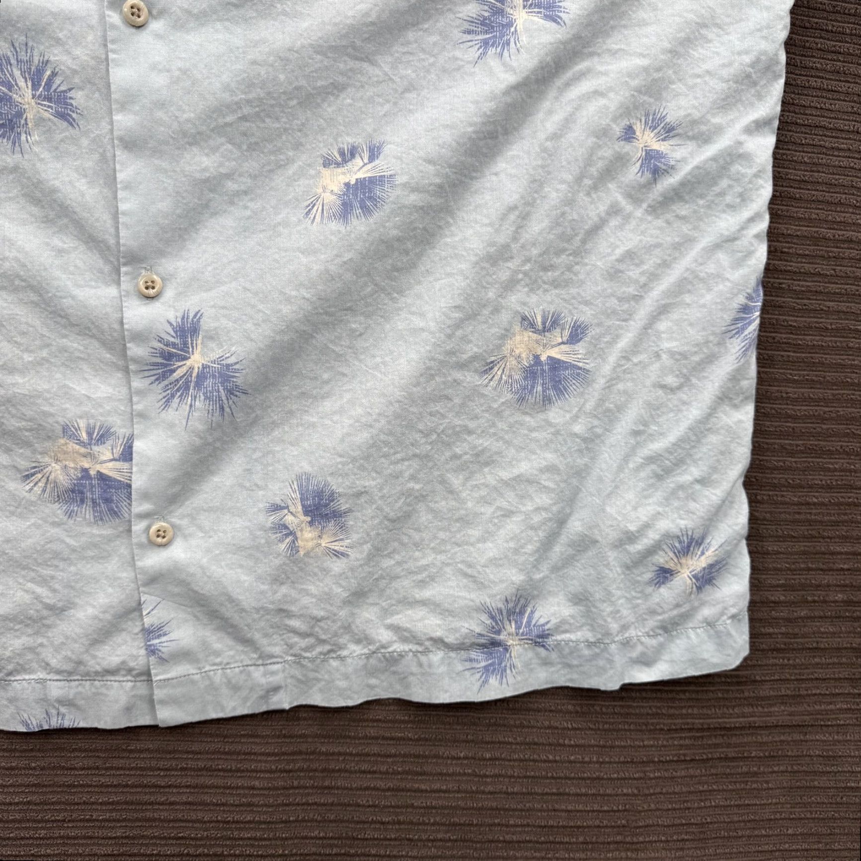 TravisMathew TravisMathew Shirt Mens 2XL Blue Palm Tree Print Button Up Short Sleeve Casual Size US XXL / EU 58 / 5 - 7 Thumbnail